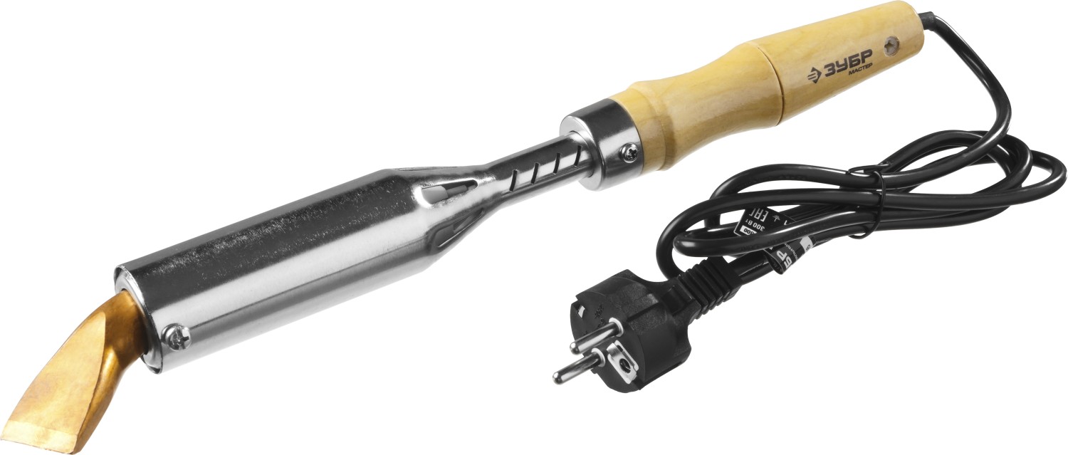 ЗУБР Ceramic PRO, 300 Вт, клин, высокомощный электропаяльник с деревянной рукояткой (55303-300) — фото 2