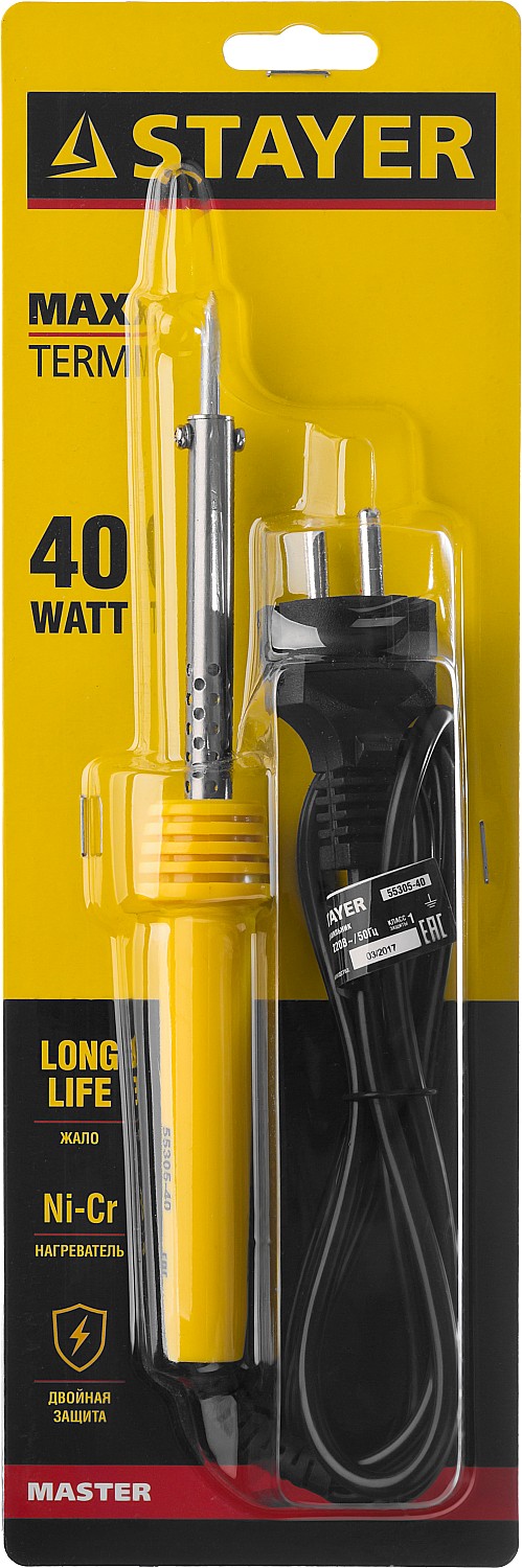 STAYER MAXTerm, 40 Вт, конус, электропаяльник с пластиковой рукояткой (55305-40) — фото 4