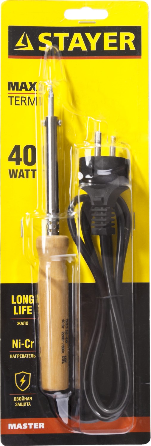 STAYER MAXTerm, 40 Вт, конус, электропаяльник с деревянной рукояткой (55310-40) — фото 2