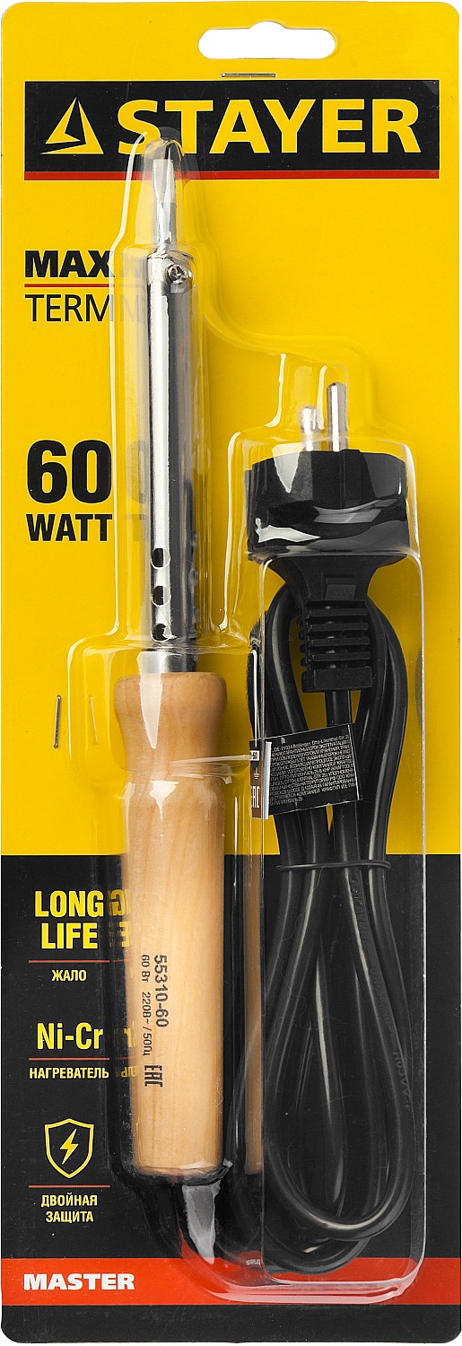 STAYER MAXTerm, 60 Вт, клин, электропаяльник с деревянной рукояткой (55310-60) — фото 3