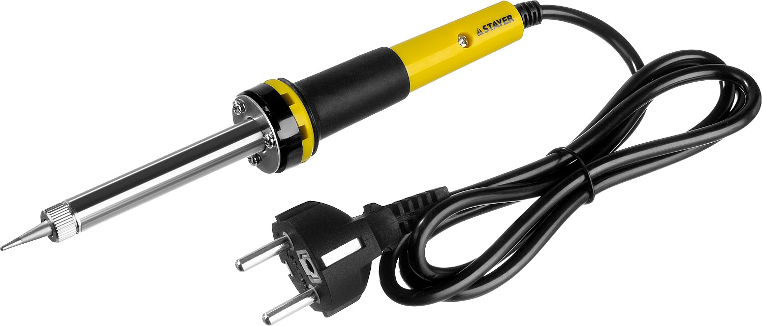STAYER PROTerm, 30 Вт, с 2к рукояткой, конус, оловоотсос + подставка + припой, набор для паяльных работ, Professional (55316-30-H4) — фото 2