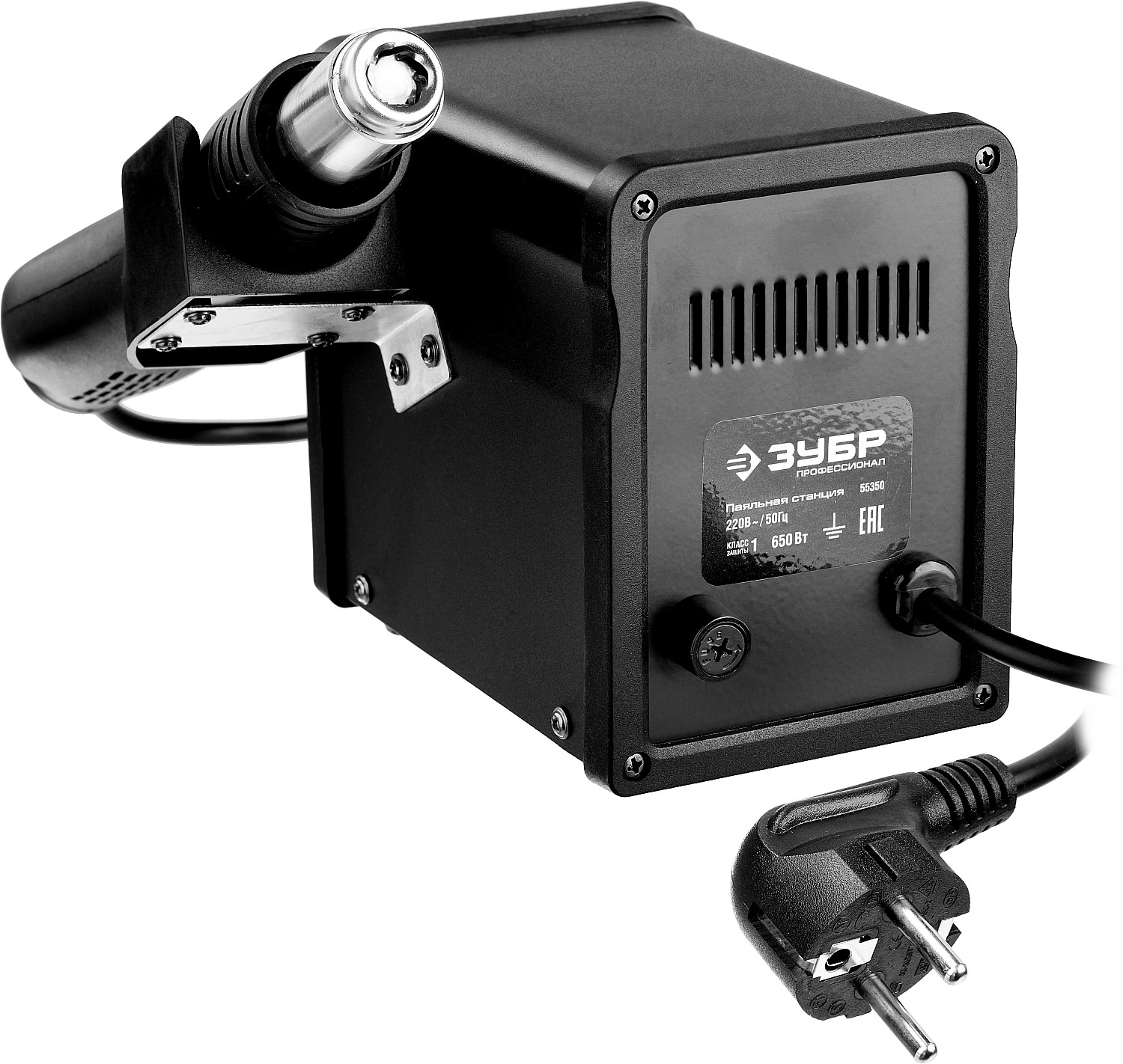 ЗУБР ПСТ-650, 650 Вт, 100 - 500°C,120 л/мин, 3 насадки, керамический нагреватель, цифровая термовоздушная паяльная станция, Профессионал (55350) — фото 5