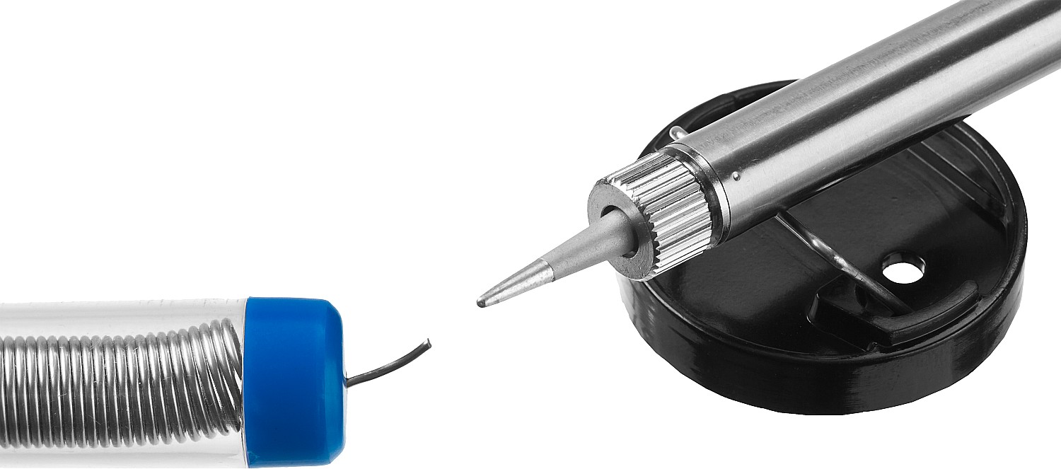 ЗУБР 40 Вт, в наборе: припой + подставка, 2к рукоятка, конус, керамический нагреватель, электропаяльник, Профессионал (55402-40) — фото 3