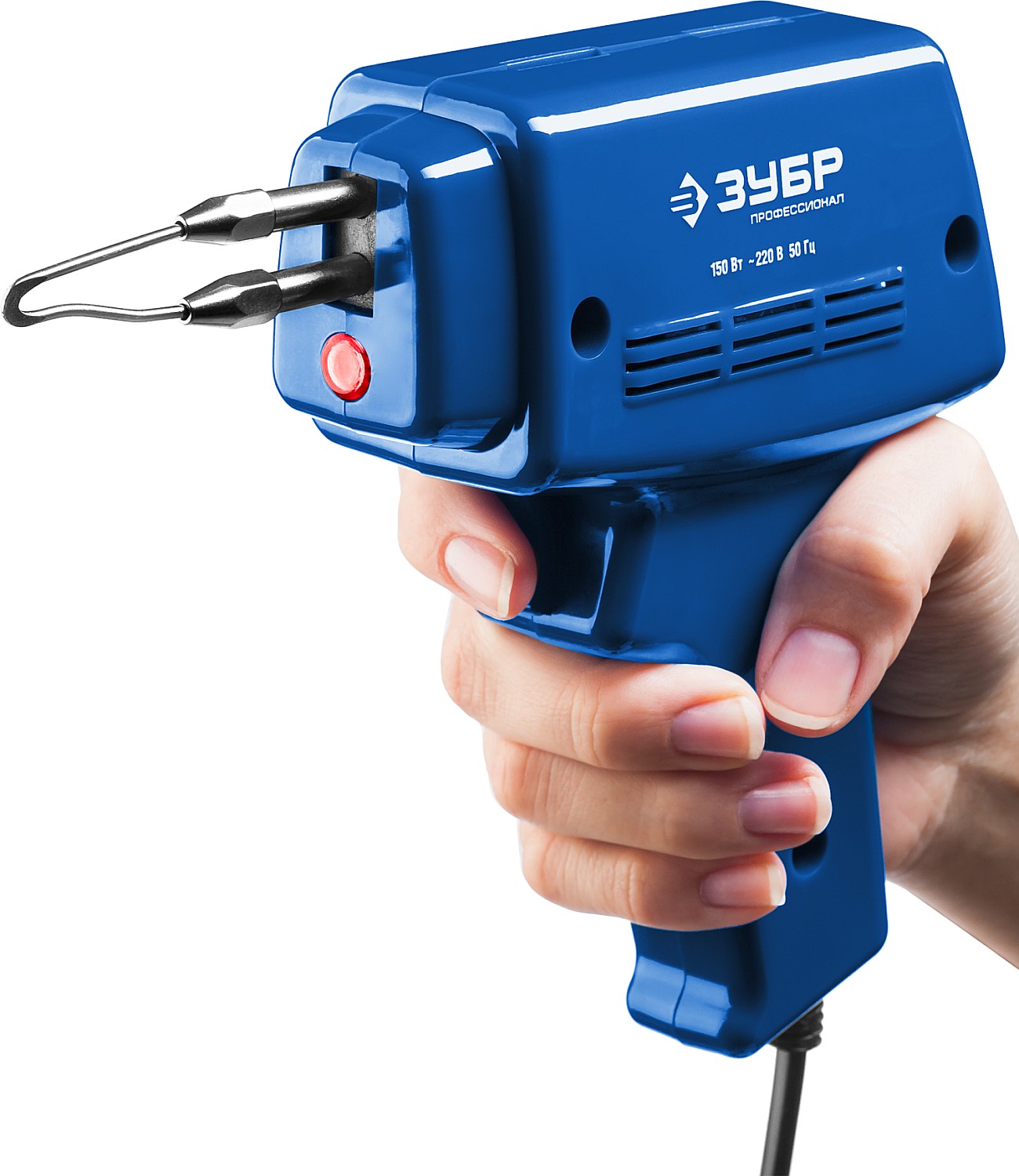 ЗУБР 150 Вт, в наборе: нагрев 6 сек., канифоль, припой, 2 сменных жала, импульсный паяльник, Профессионал (55412-H4) — фото 3