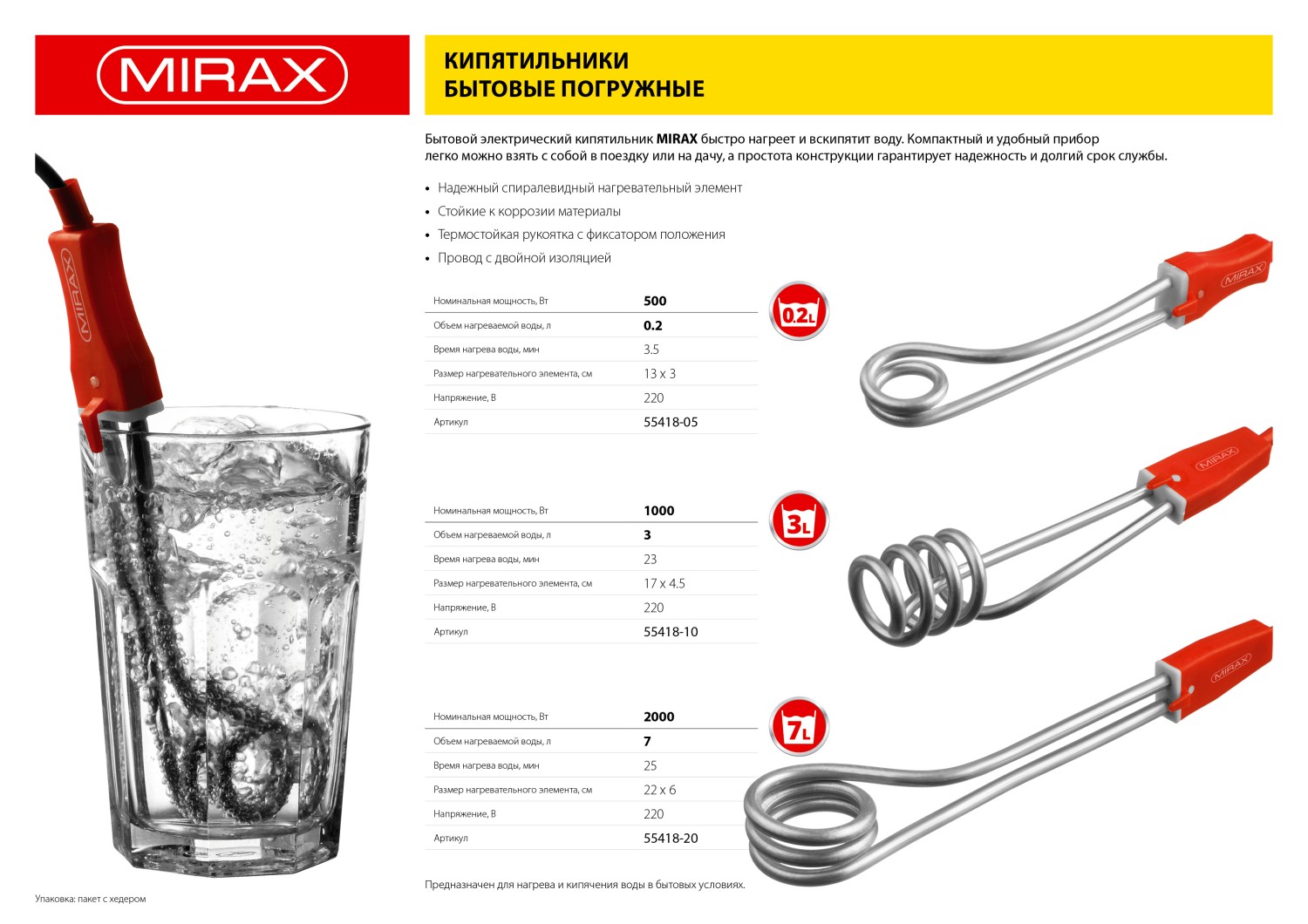 MIRAX 2000 Вт, 22 см, кипятильник (55418-20) — фото 5