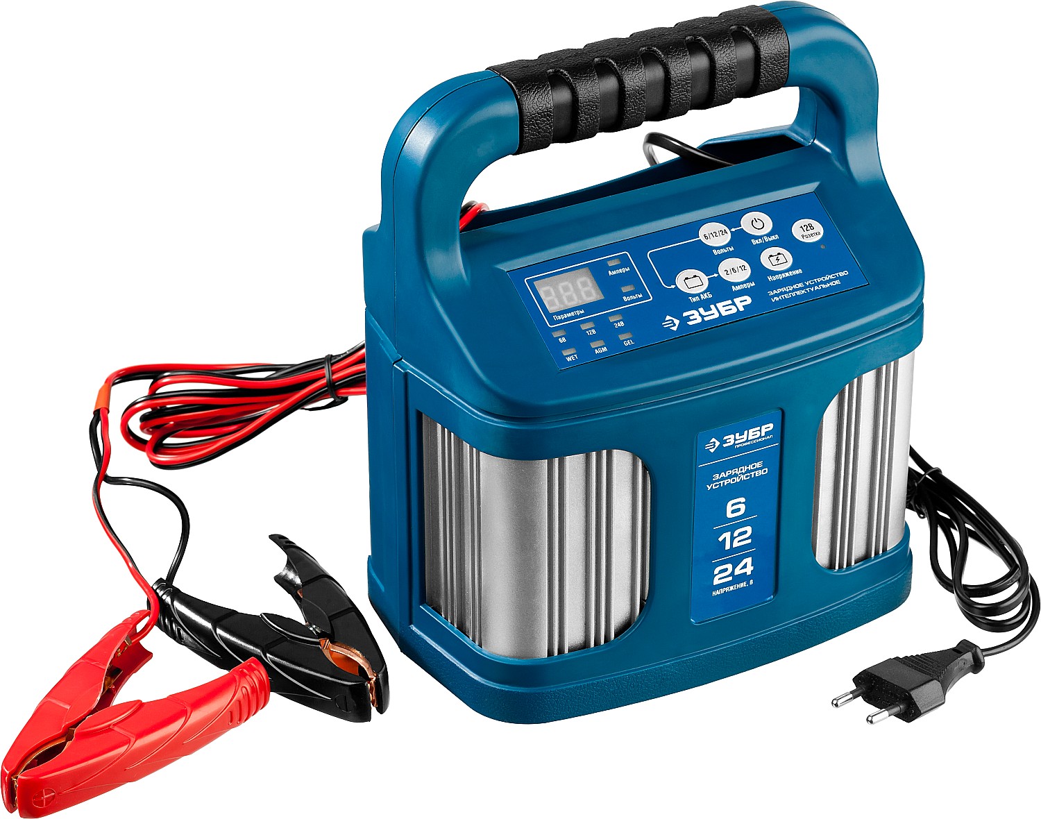 ЗУБР ЗУ-240, 6/12/24 В, 2-12 А, розетка 12 В, интеллектуальное зарядное устройство для аккумуляторов, Профессионал (59305) — фото 2