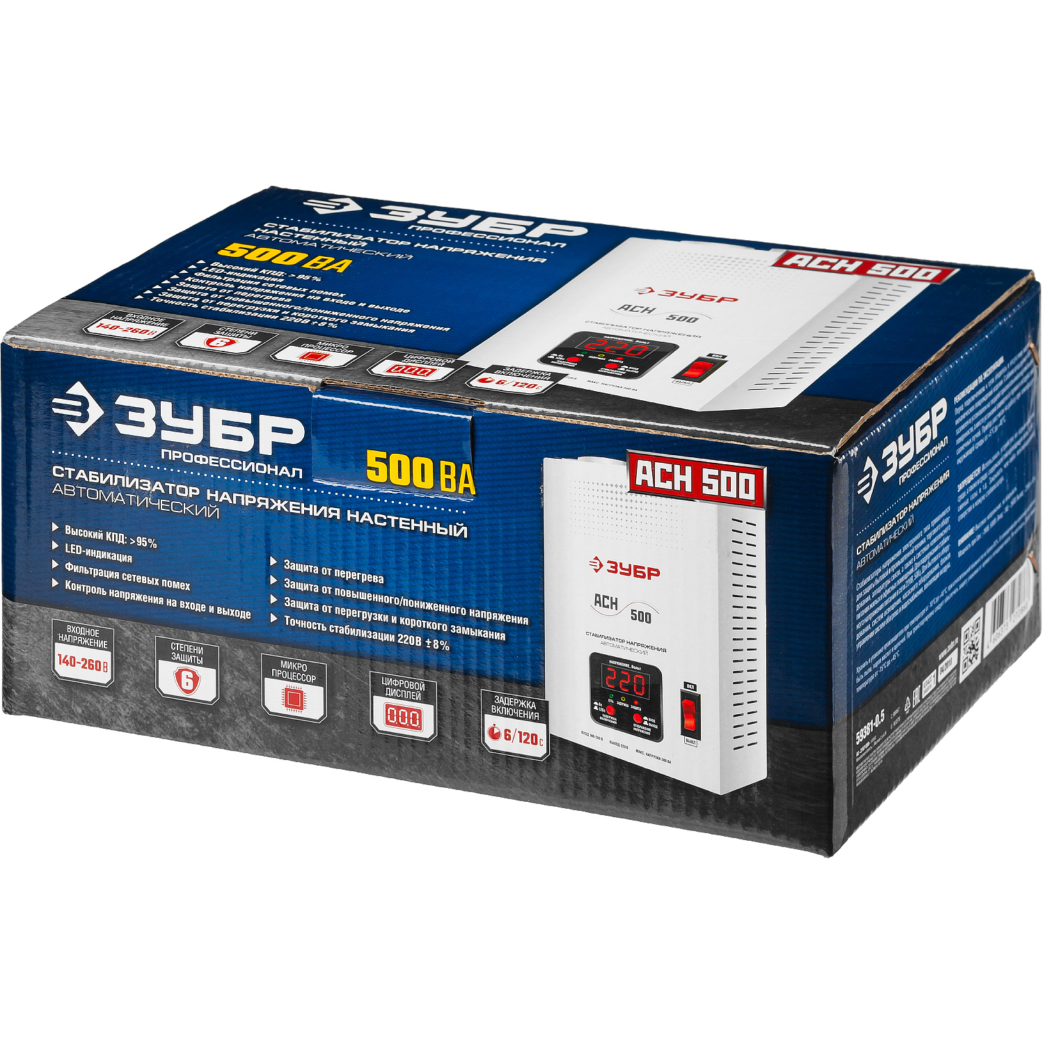ЗУБР 500ВА, 0.5 кВт, автоматический стабилизатор напряжения, Профессионал (59385-0.5) — фото 6