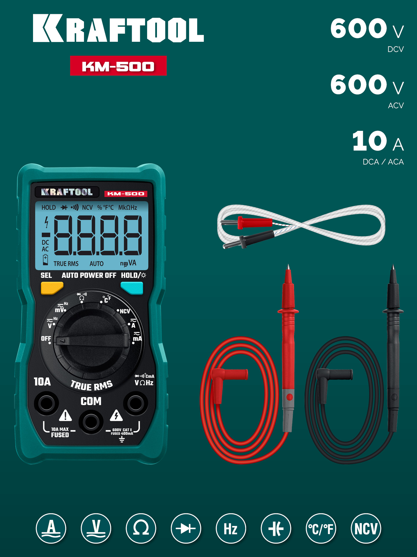 KRAFTOOL KM-500 цифровой мультиметр (59856) — фото 4