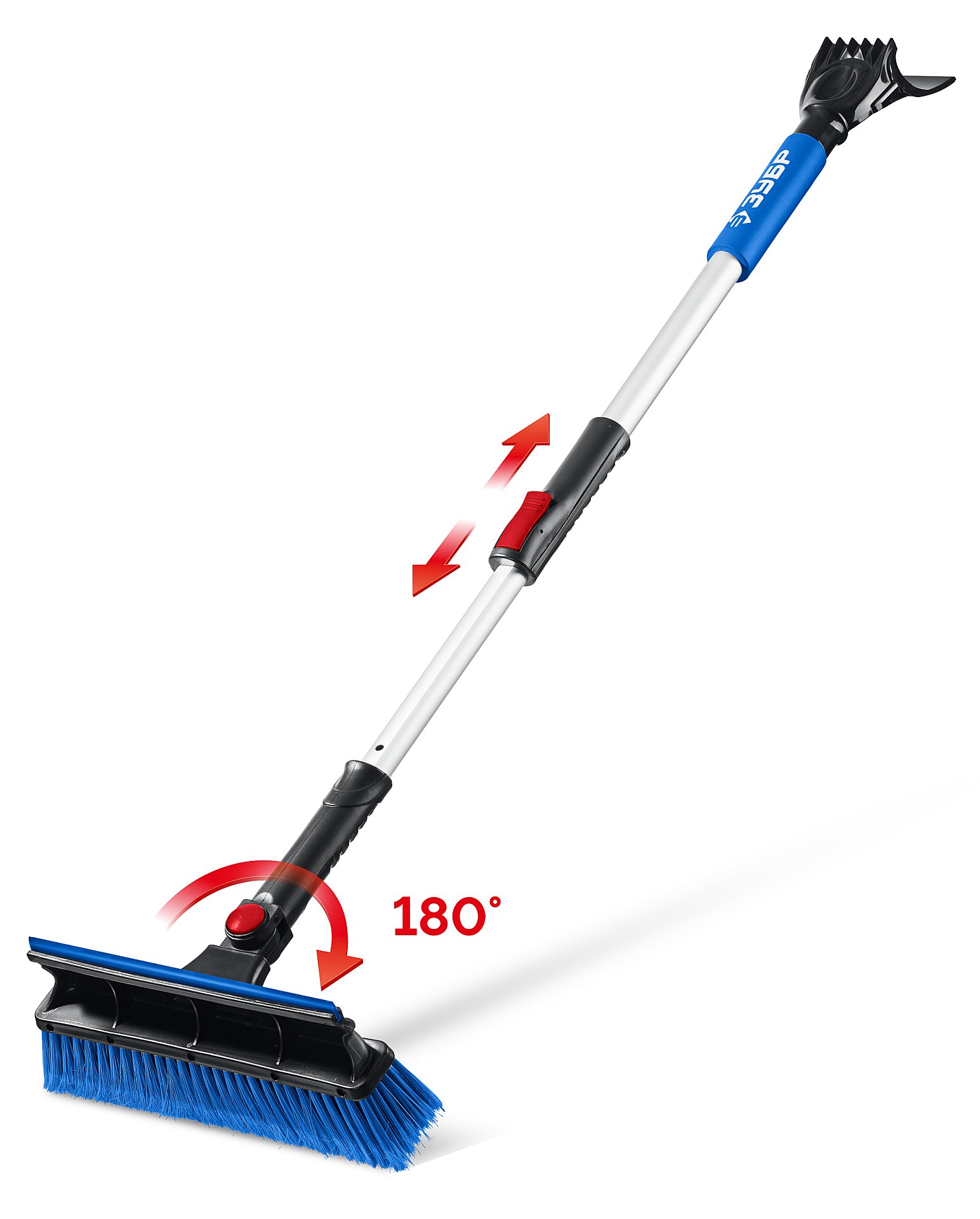 ЗУБР телескопическая щётка с поворотной головой и водосгоном от снега автомобильная, 910-1300 мм, Профессионал (61060-150)