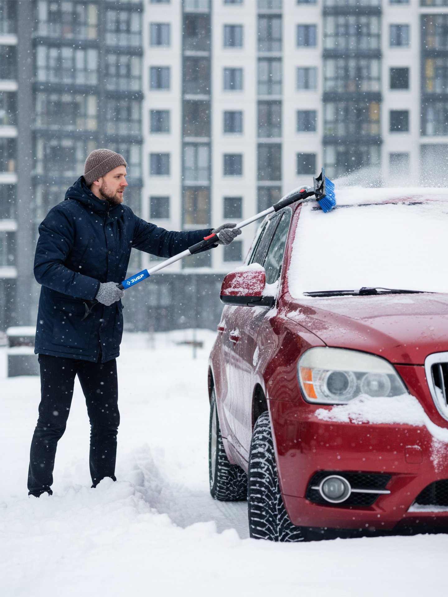 ЗУБР телескопическая щётка с поворотной головой и водосгоном от снега автомобильная, 910-1300 мм, Профессионал (61060-150) — фото 10