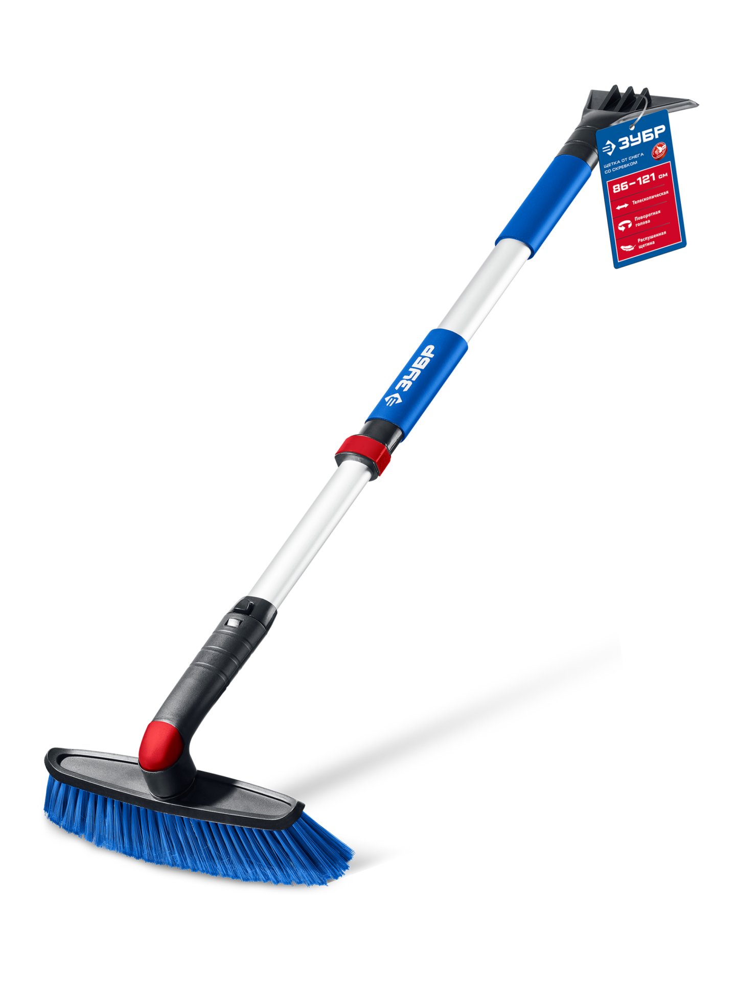 ЗУБР телескопическая щётка с поворотной головой от снега автомобильная, 860-1210 мм, Профессионал (61062) — фото 11