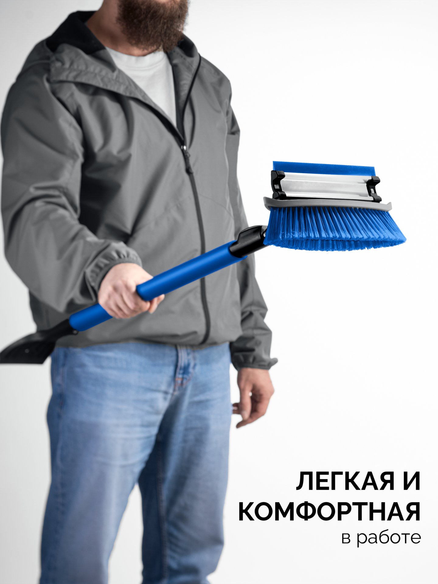 ЗУБР телескопическая щётка с поворотной головой и водосгоном от снега автомобильная, 940-1310 мм, Профессионал (61063) — фото 10