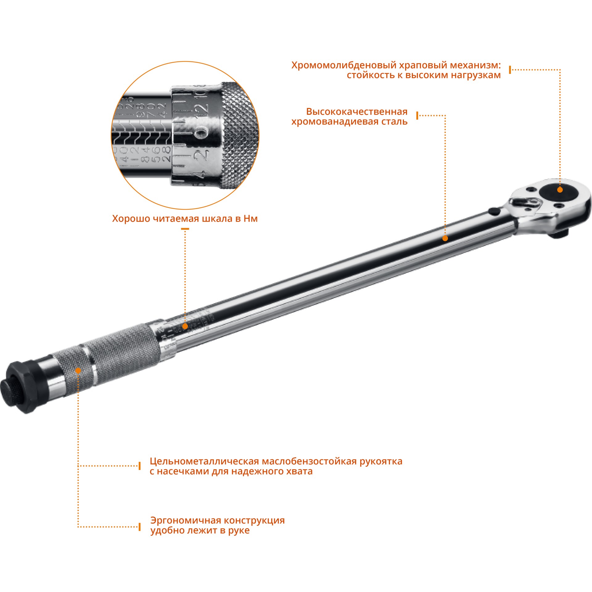 STAYER 1/2″, 28 - 210 Н·м, динамометрический ключ, Professional (64064-210) — фото 2