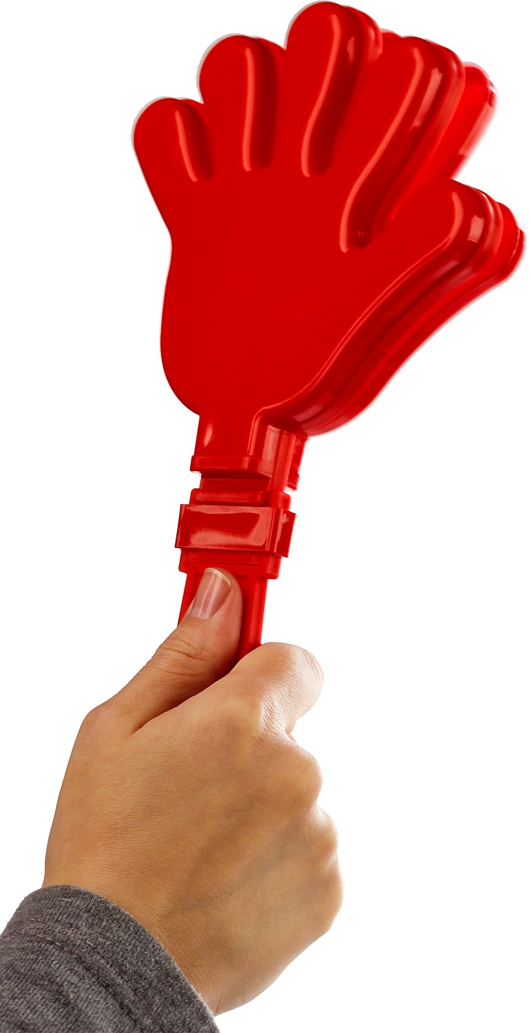 ЗУБР 28 см, пластиковая, красная, ладошка-хлопушка болельщика (69999) — фото 4