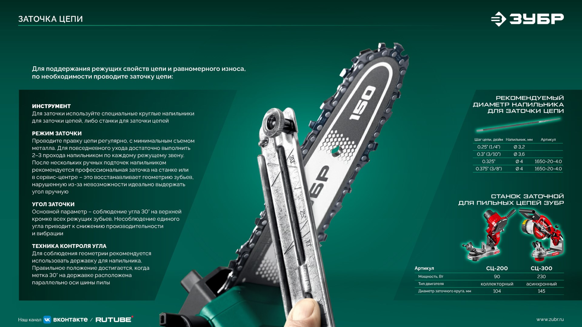 ЗУБР тип 6, 40 см, шаг 3/8″, паз 1.1 мм, 57 звеньев, цепь (71306-40) — фото 14