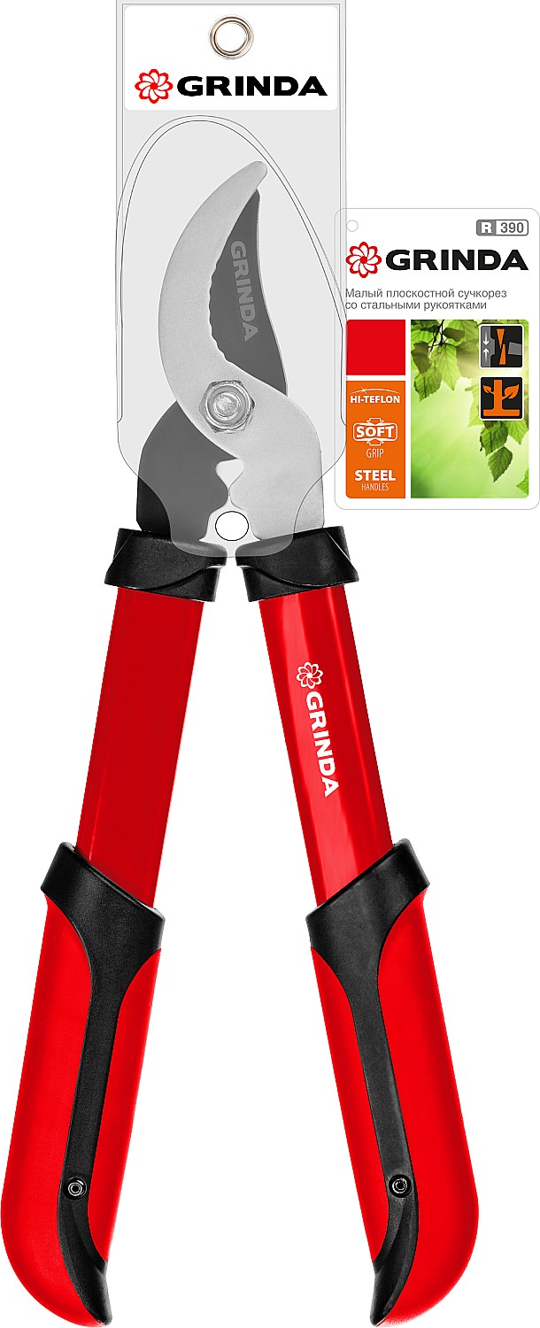 GRINDA R-390, 390 мм, закаленные лезвия, стальные рукоятки, малый плоскостной сучкорез (8-424108) — фото 6