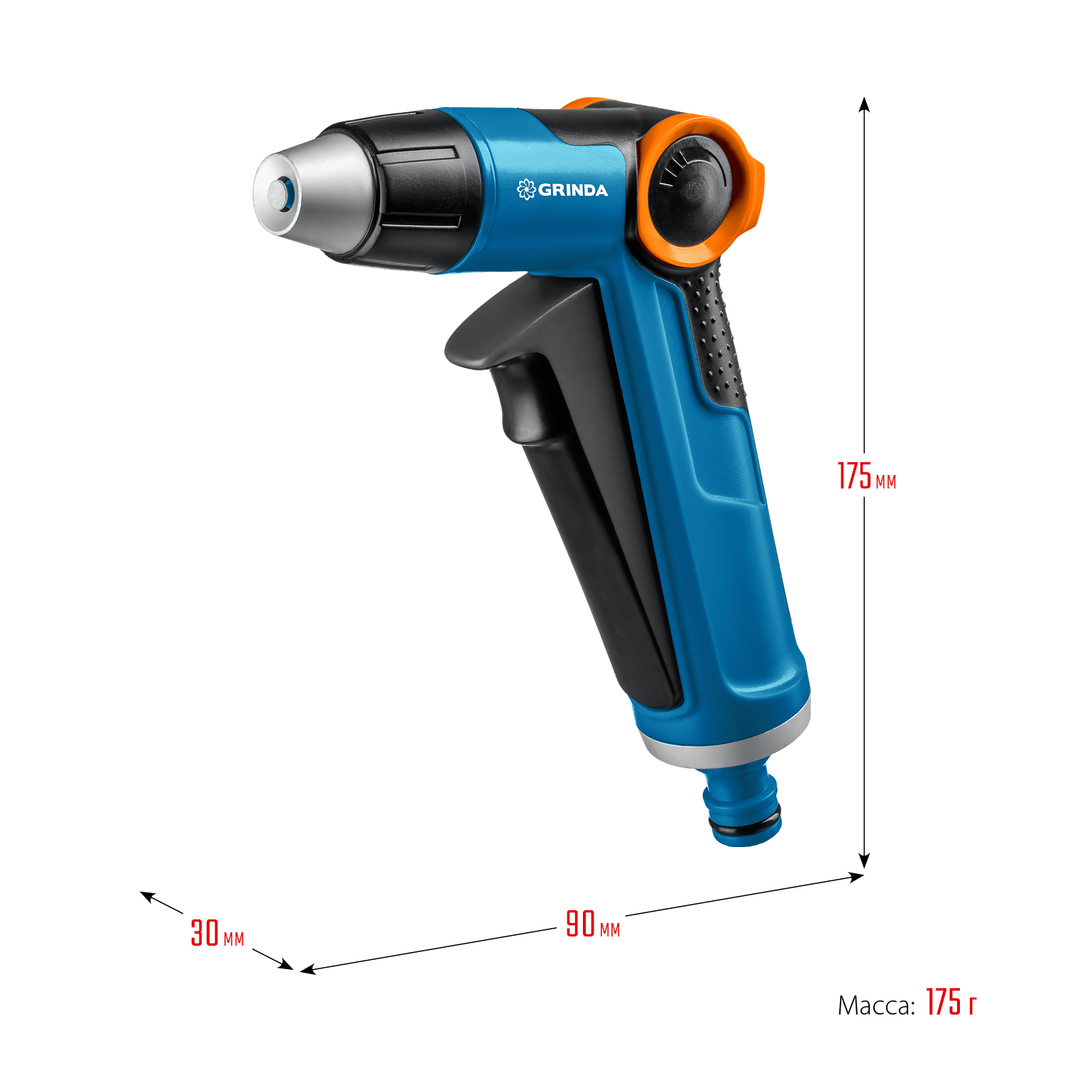 GRINDA X-R, с регулятором напора, плавная регулировка, курок спереди, двухкомпонентный, поливочный пистолет, PROLine (8-427113) — фото 6