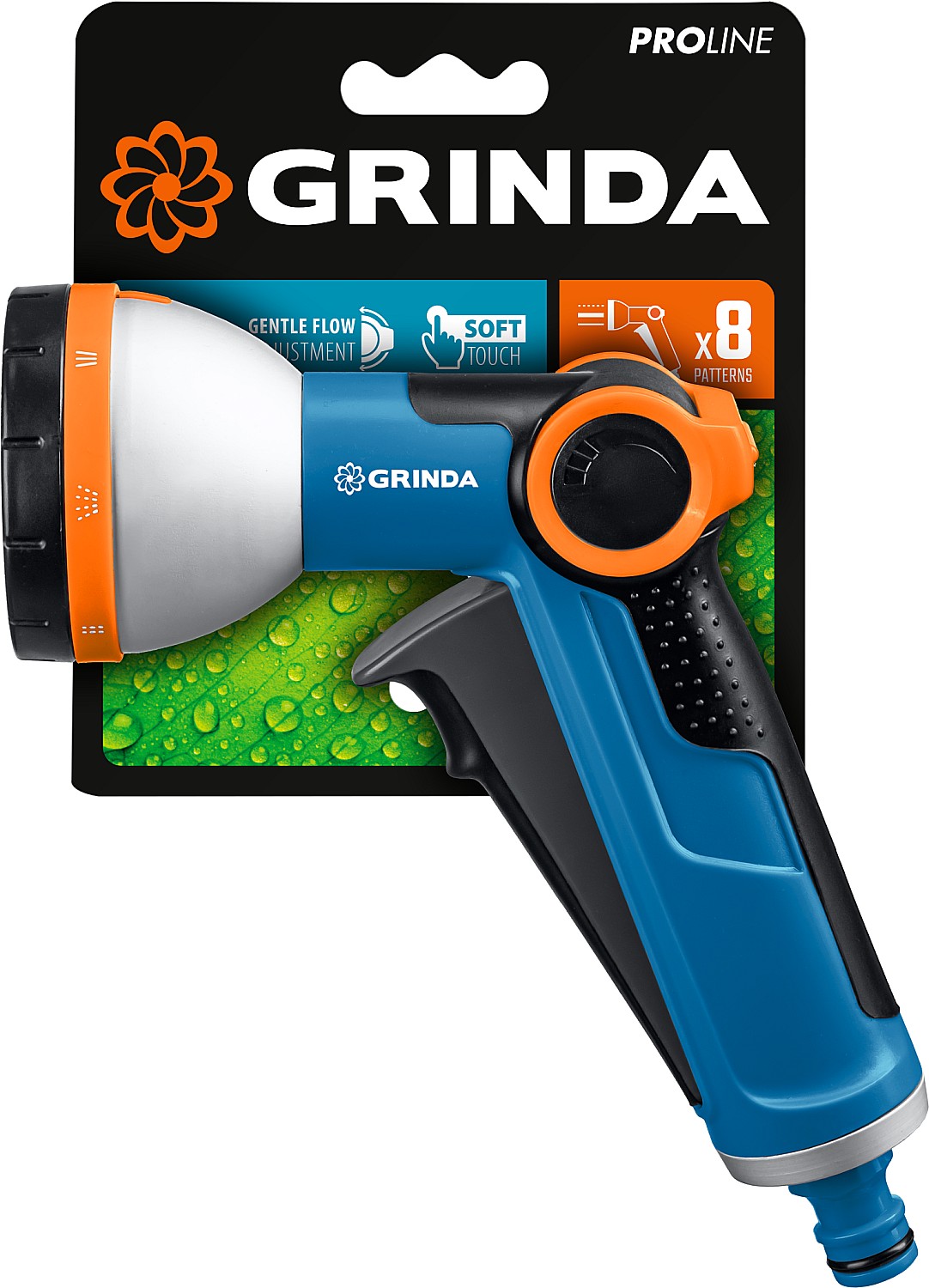GRINDA X-8, с регулятором напора, 8 режимов, курок спереди, двухкомпонентный, поливочный пистолет, PROLine (8-427145) — фото 5