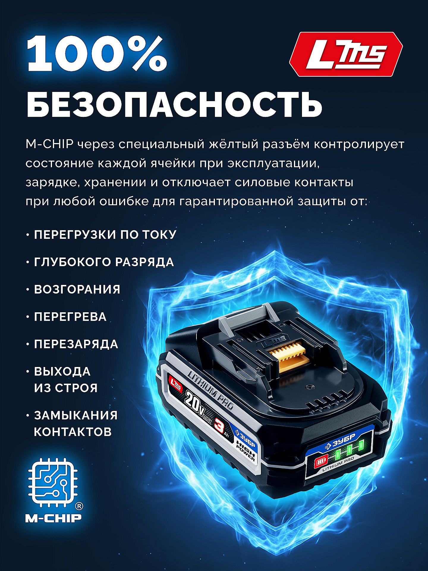 ЗУБР High Power, 20 В, 3.0 А·ч, аккумулятор LMS, ПРОФЕССИОНАЛ (BP-H-20-3) — фото 9
