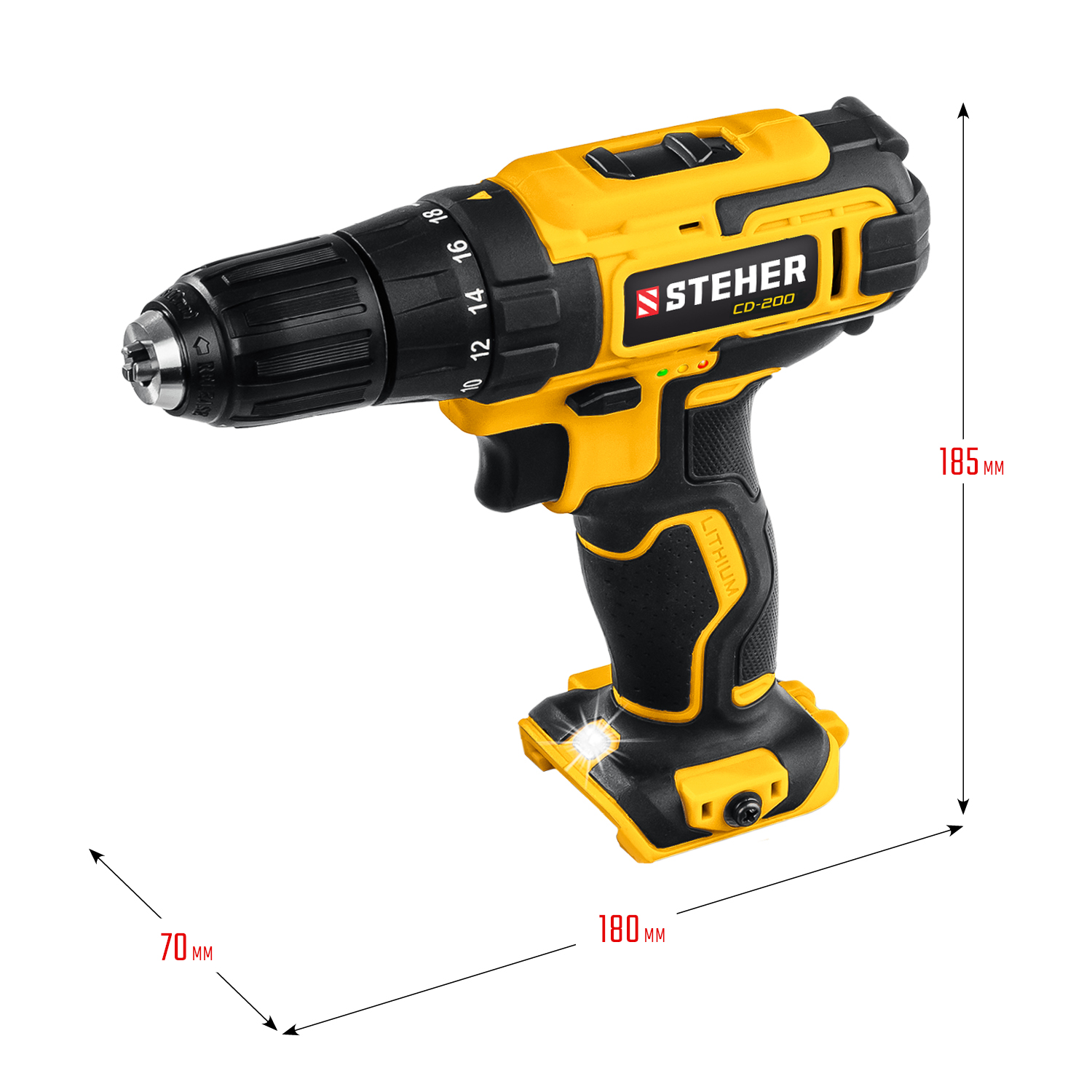 STEHER V1, 20 В, 40 Н·м, без АКБ, дрель-шуруповерт (CD-200) — фото 3