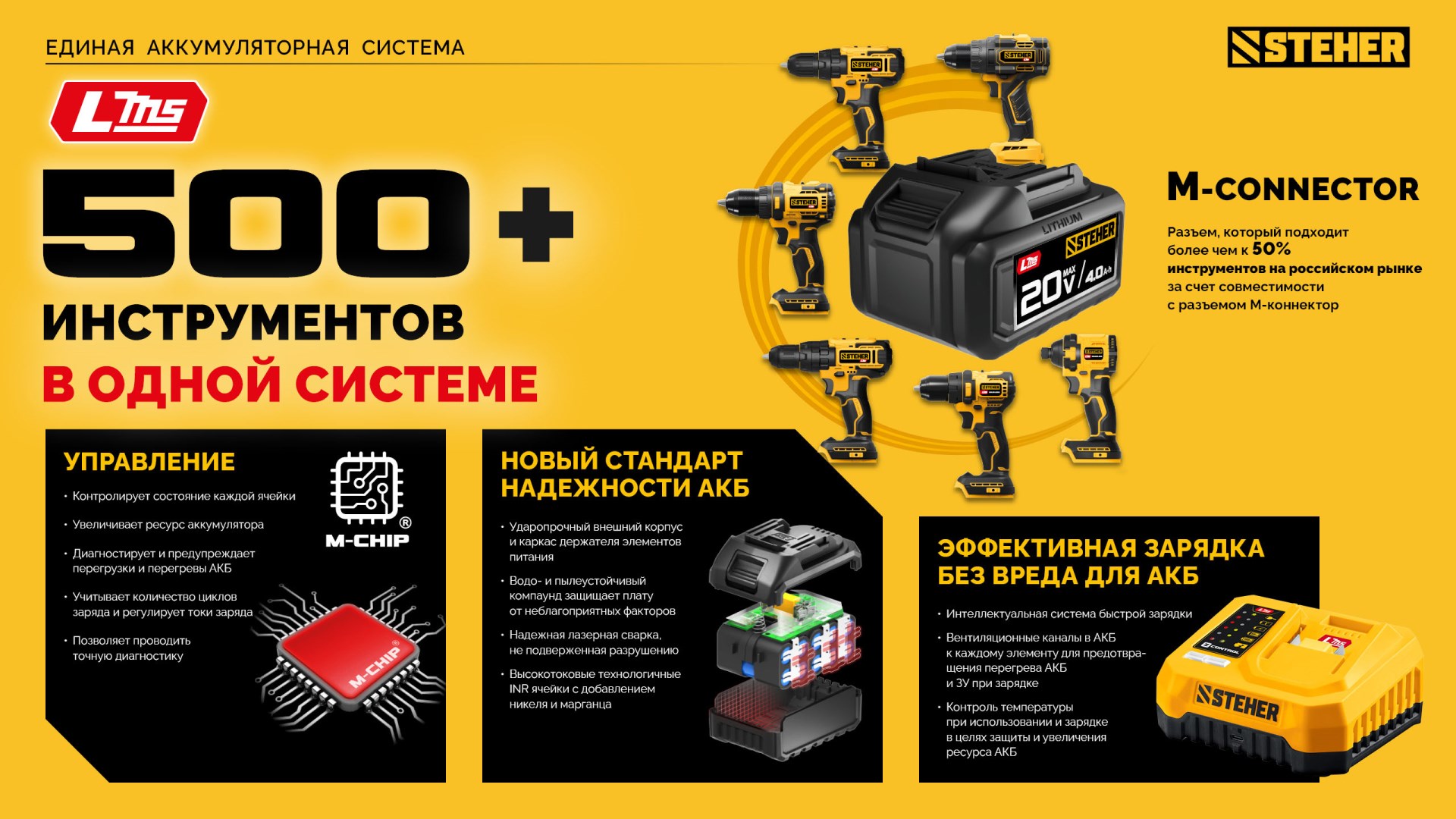 STEHER 20 В, 1 порт, 1 х 3 А, зарядное устройство для LMS АКБ (CH-20-13) — фото 14