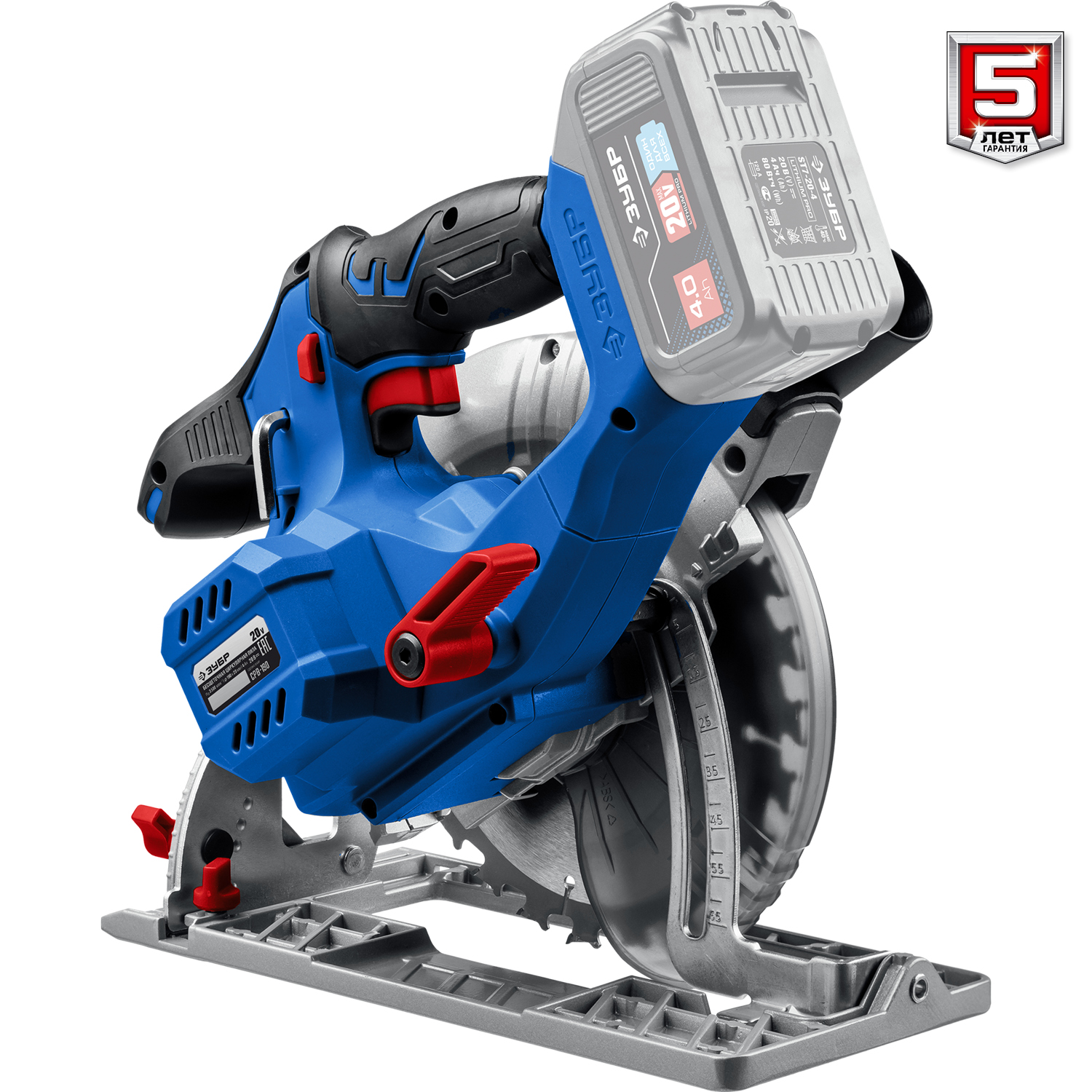 ЗУБР Т7, 20 В, d190 мм, без АКБ, бесщеточная пила циркулярная, Профессионал (CPB-190) — фото 9