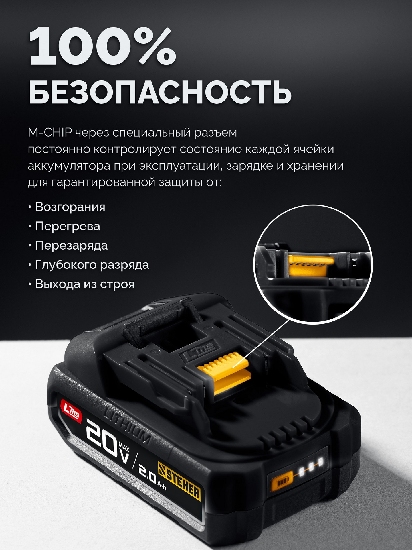 STEHER 20 В, 180 Н·м, 1 АКБ LMS (2 А·ч), бесщеточный ударный винтоверт, сумка (CSB-180-21) — фото 17