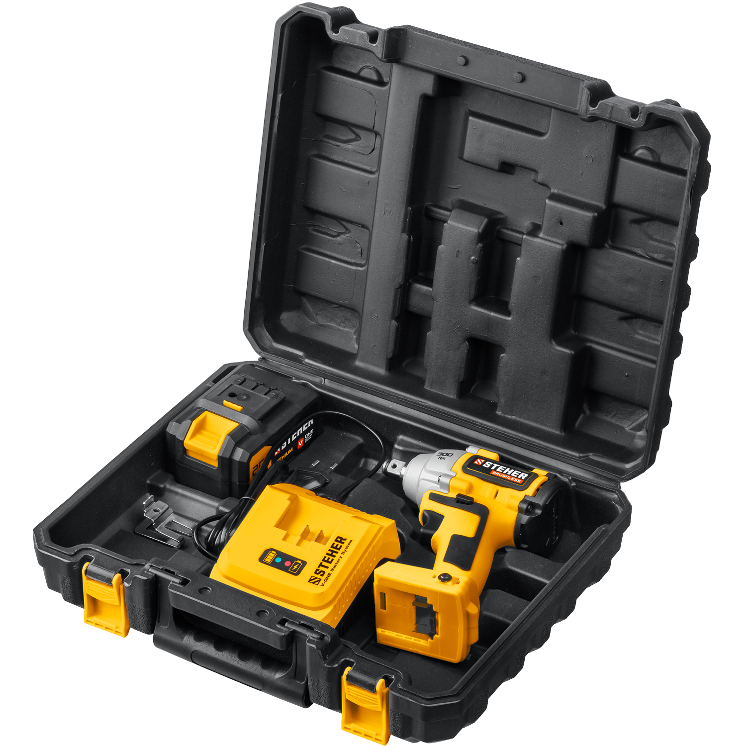 STEHER V1, 20 В, 300 Н·м, 1 АКБ (4 А·ч), бесщеточный гайковерт, кейс (CWB-300-1) — фото 11