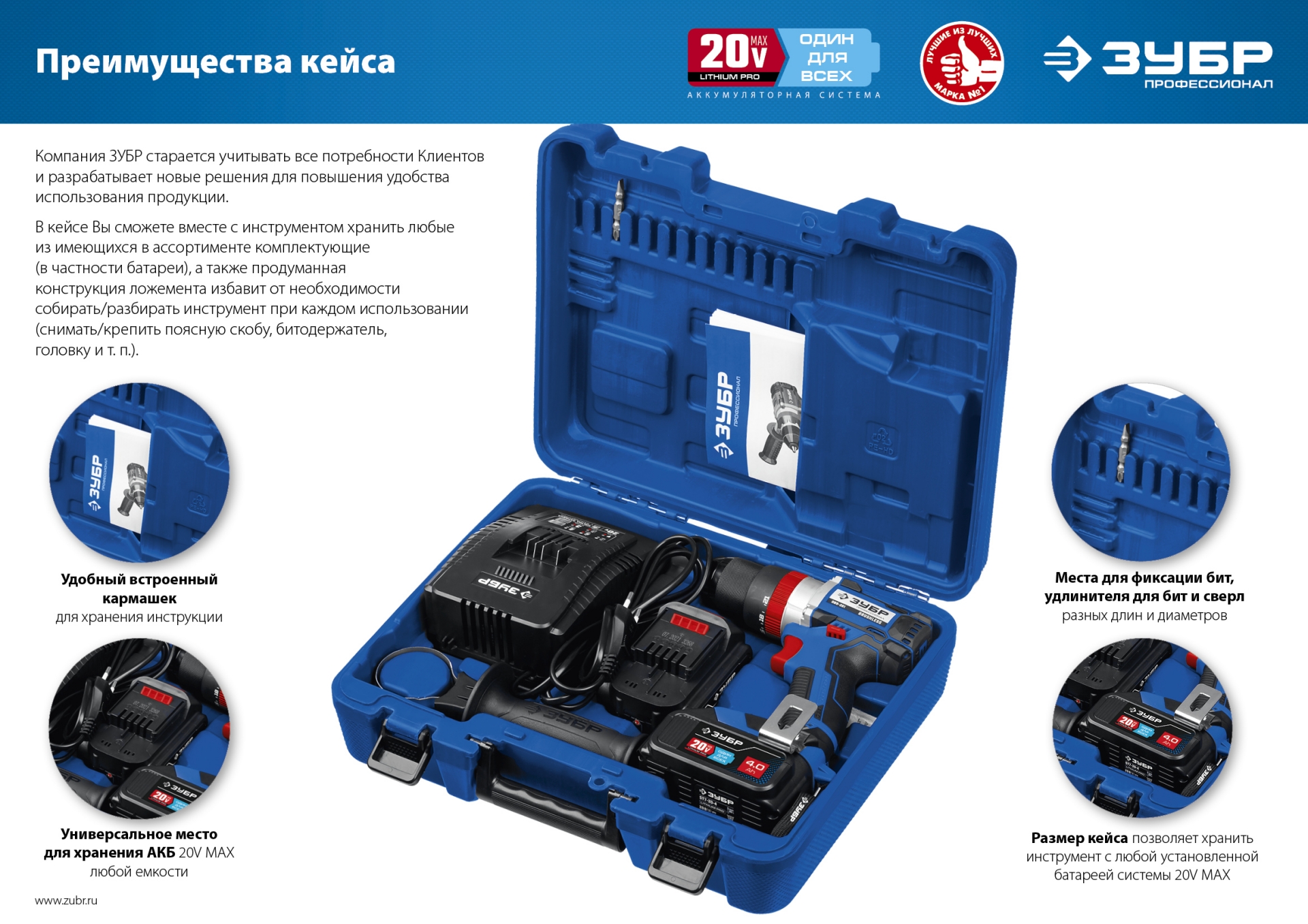ЗУБР Т7, 20 В, 70 Н·м, 2 АКБ (2 А·ч), бесщеточная ударная дрель-шуруповерт, кейс, Профессионал (DBS-201-22) — фото 23