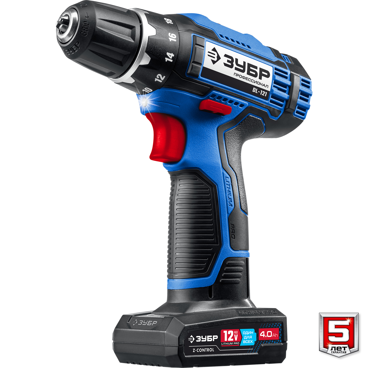 ЗУБР 12 В, 40 Н·м, 2 АКБ тип Т7 (4 А·ч), дрель-шуруповерт, сумка, Профессионал (DL-121-42) — фото 10