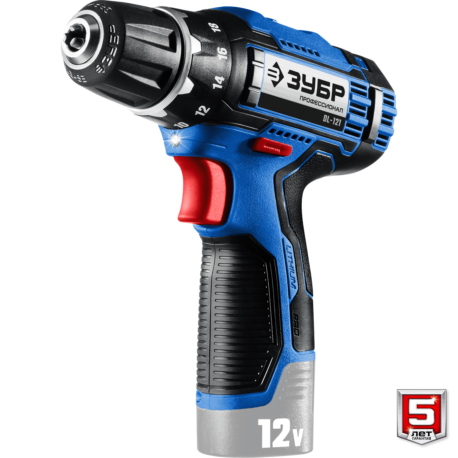 ЗУБР 12 В, 40 Н·м, без АКБ (тип Т7), дрель-шуруповерт, Профессионал (DL-121) — фото 9