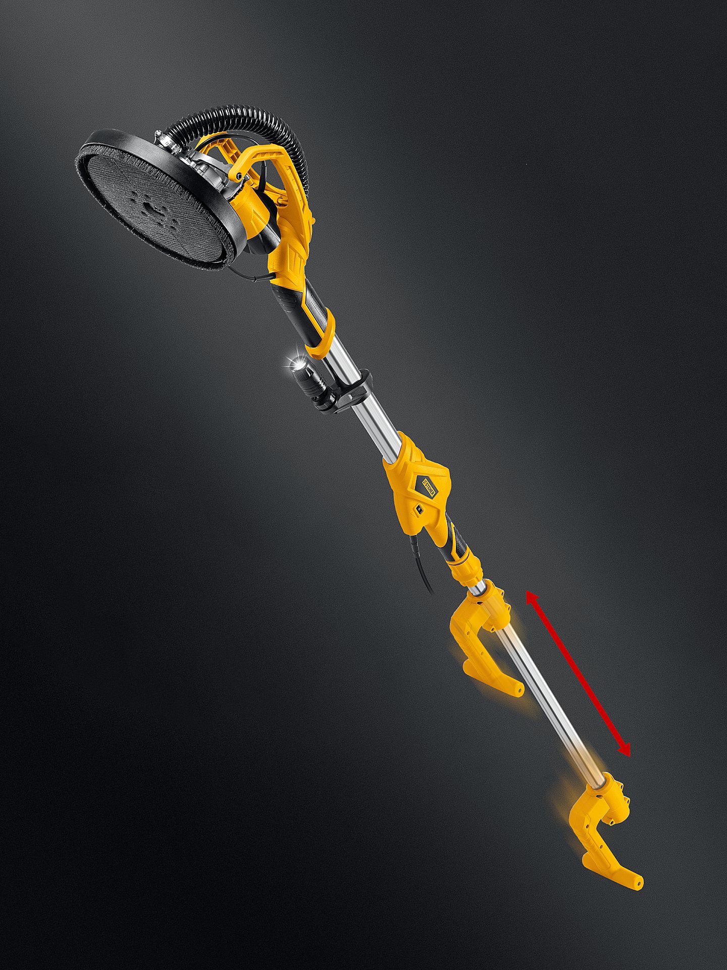 STEHER d225 мм, 800 Вт, сменные основания, подсветка, шлифовальная машина для стен (жираф) (DWC-800) — фото 5