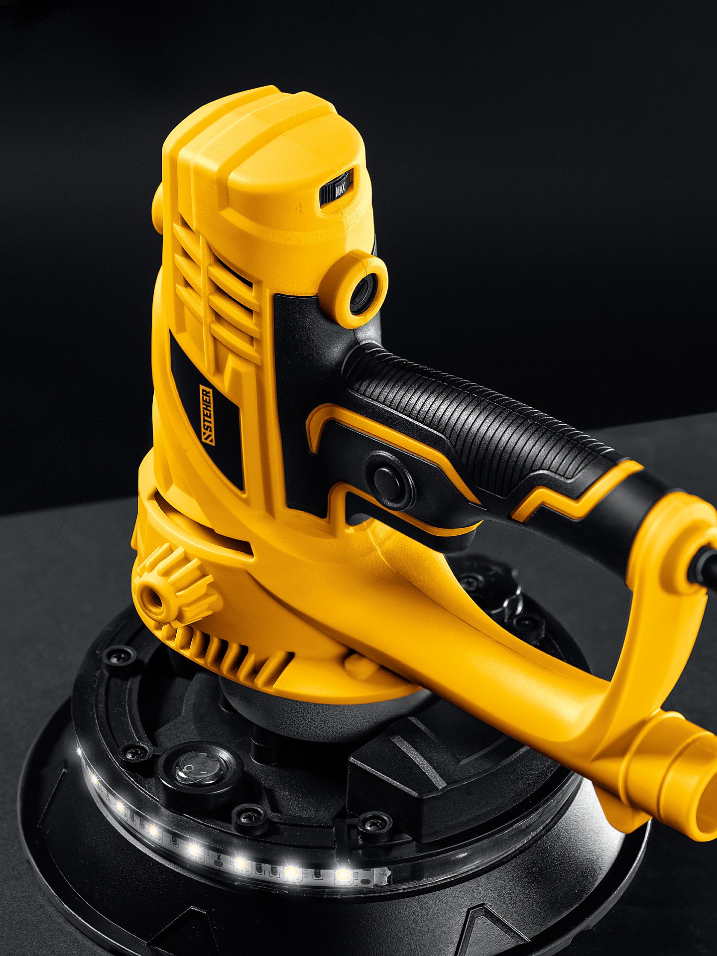 STEHER d180 мм, 900 Вт, подсветка, шлифовальная машина для стен (DWH-900) — фото 4