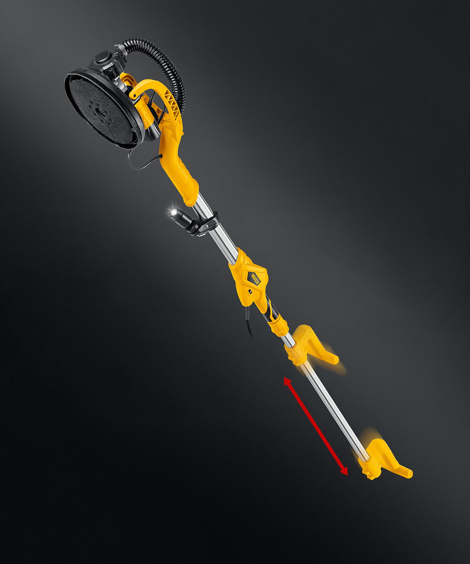 STEHER d225 мм, 800 Вт, удлиненная рукоятка, подсветка, шлифовальная машина для стен (жираф) (DWL-800) — фото 5