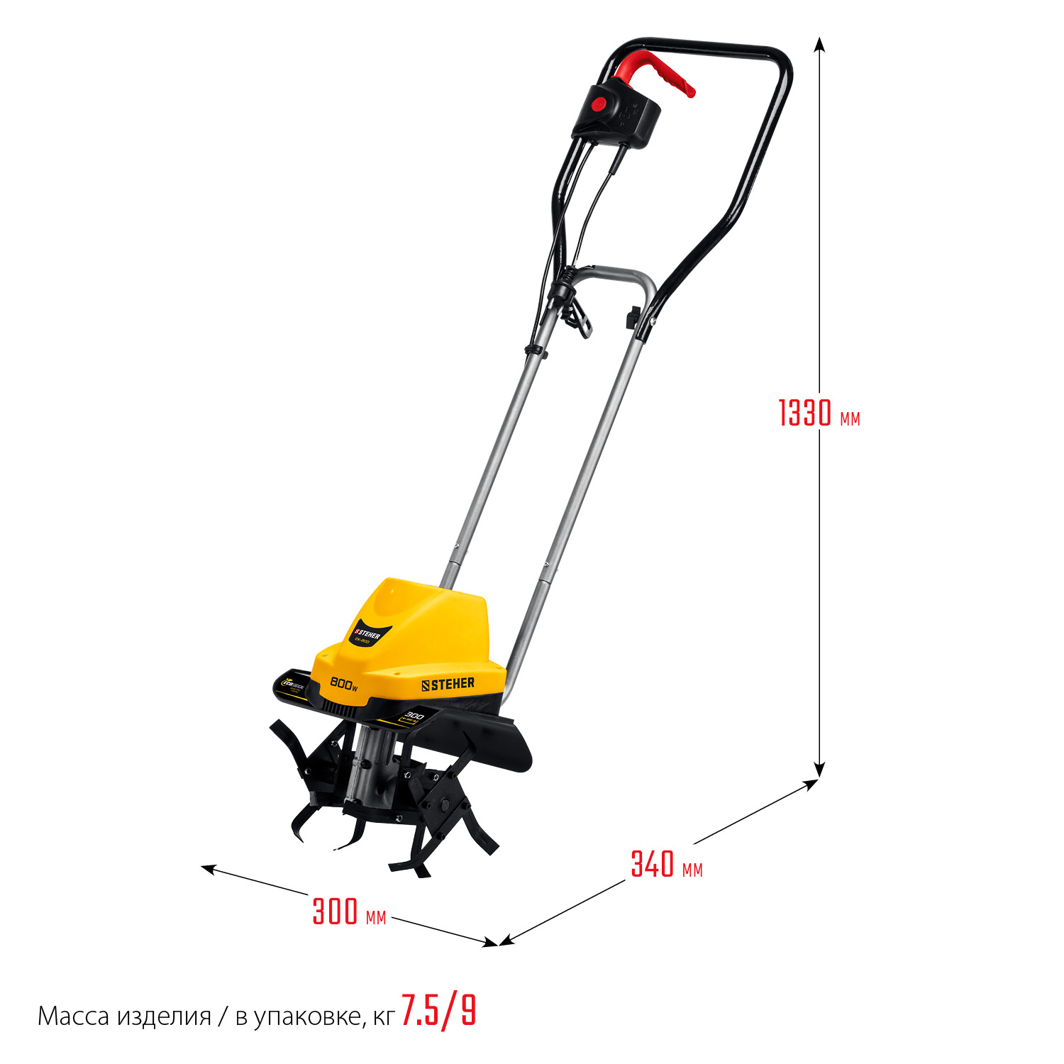 STEHER 800 Вт, электрический культиватор (EK-800) — фото 3