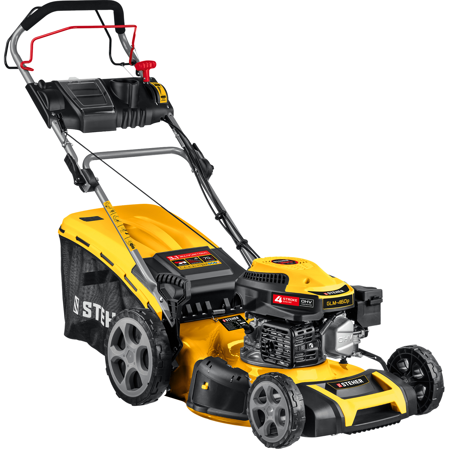 STEHER 460 мм, 4.5 л.с., бензиновая самоходная газонокосилка (GLM-460p) — фото 9