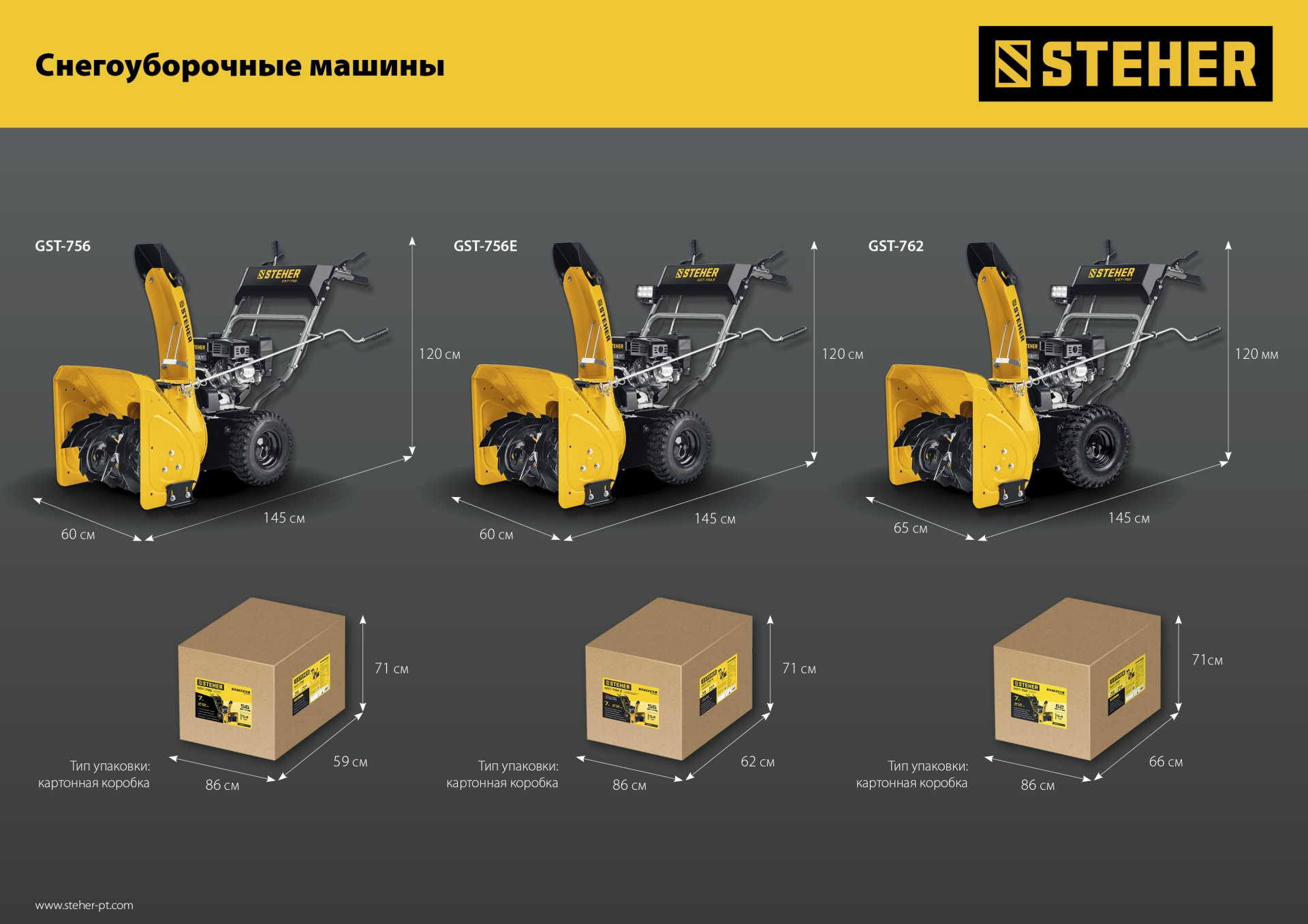 STEHER 56 см, бензиновый снегоуборщик с электростартером, EXTREM (GST-756E) — фото 29