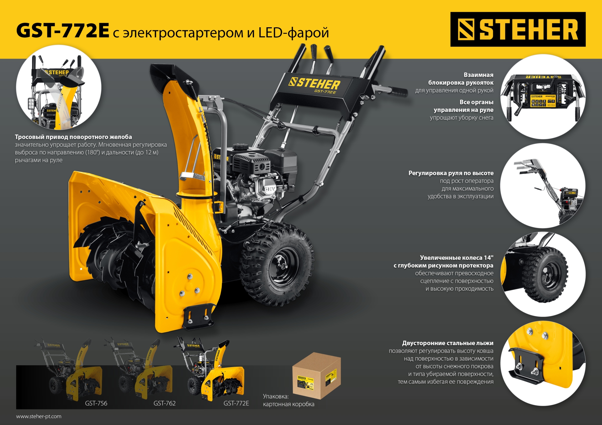 STEHER 72 см, бензиновый снегоуборщик с электростартером, EXTREM (GST-772E) — фото 28