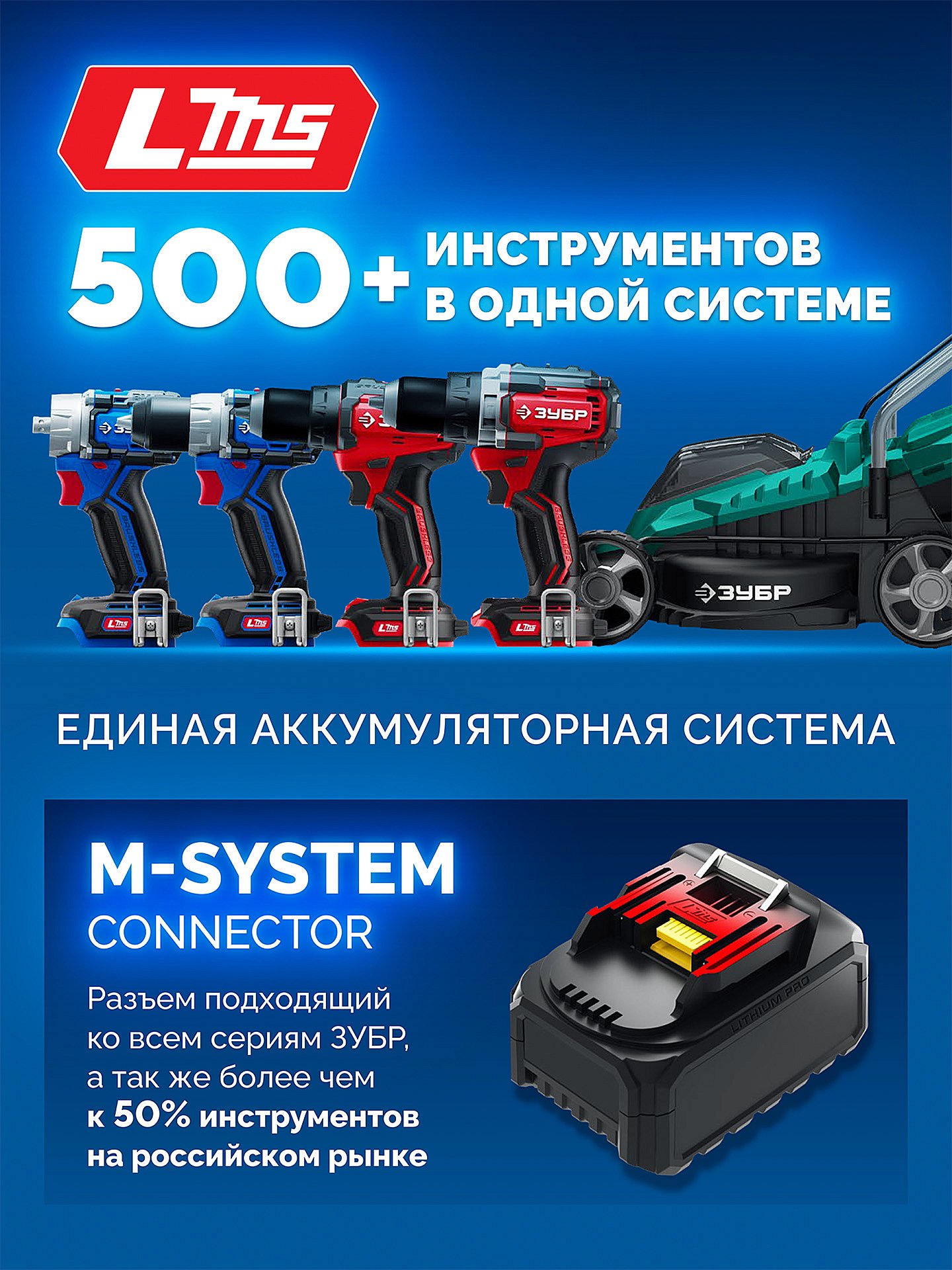 ЗУБР 20 В, 190 Н·м, 2 АКБ LMS (4 А·ч), бесщеточный ударный винтоверт, кейс, ПРОФЕССИОНАЛ (GVB-190-42) — фото 4