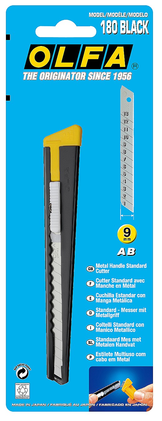 OLFA с сегментированным лезвием 9 мм, нож (OL-180-BLACK) — фото 4
