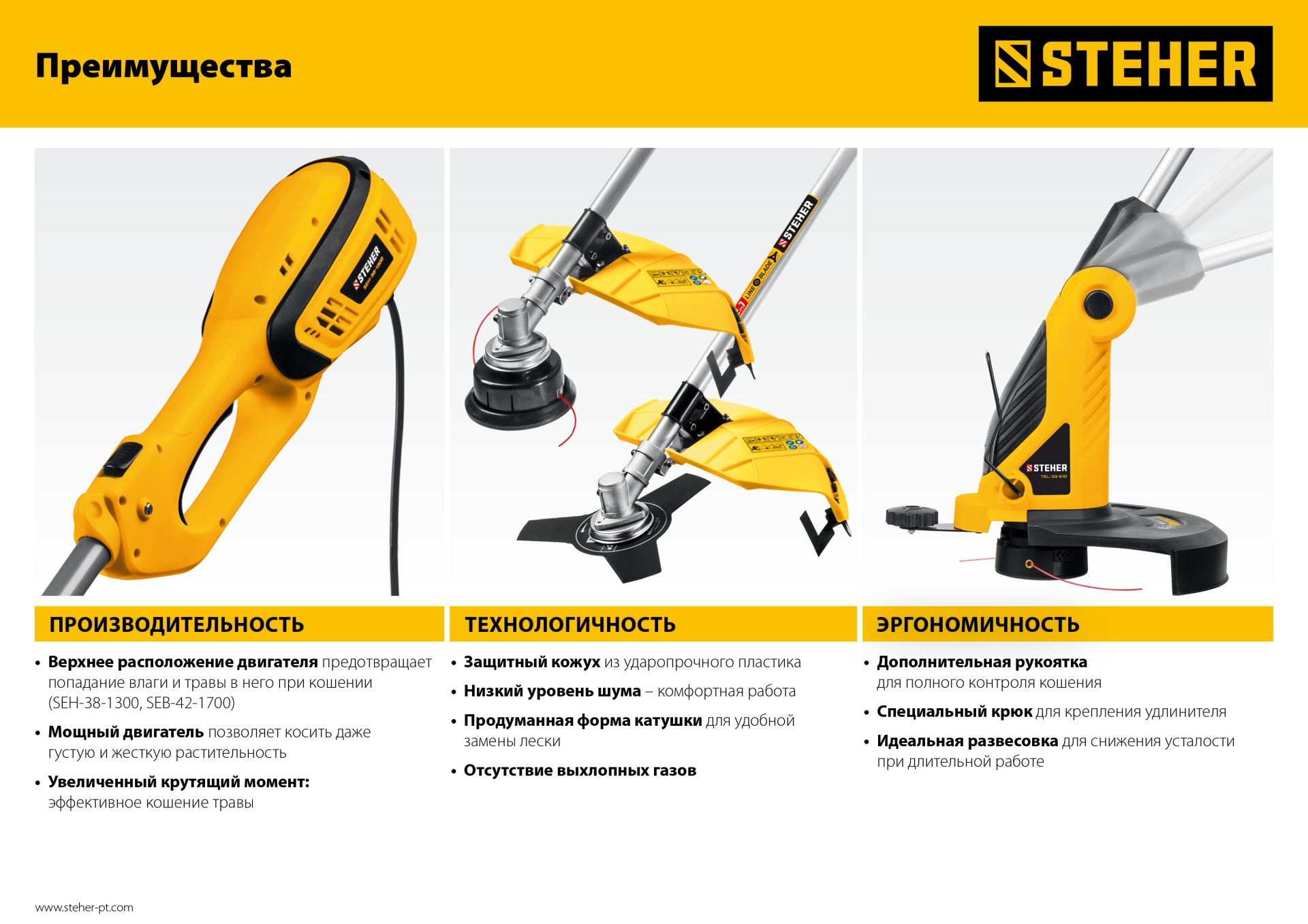 STEHER 1700 Вт, ш/с 42 см, сетевая коса (SEB-42-1700) — фото 14