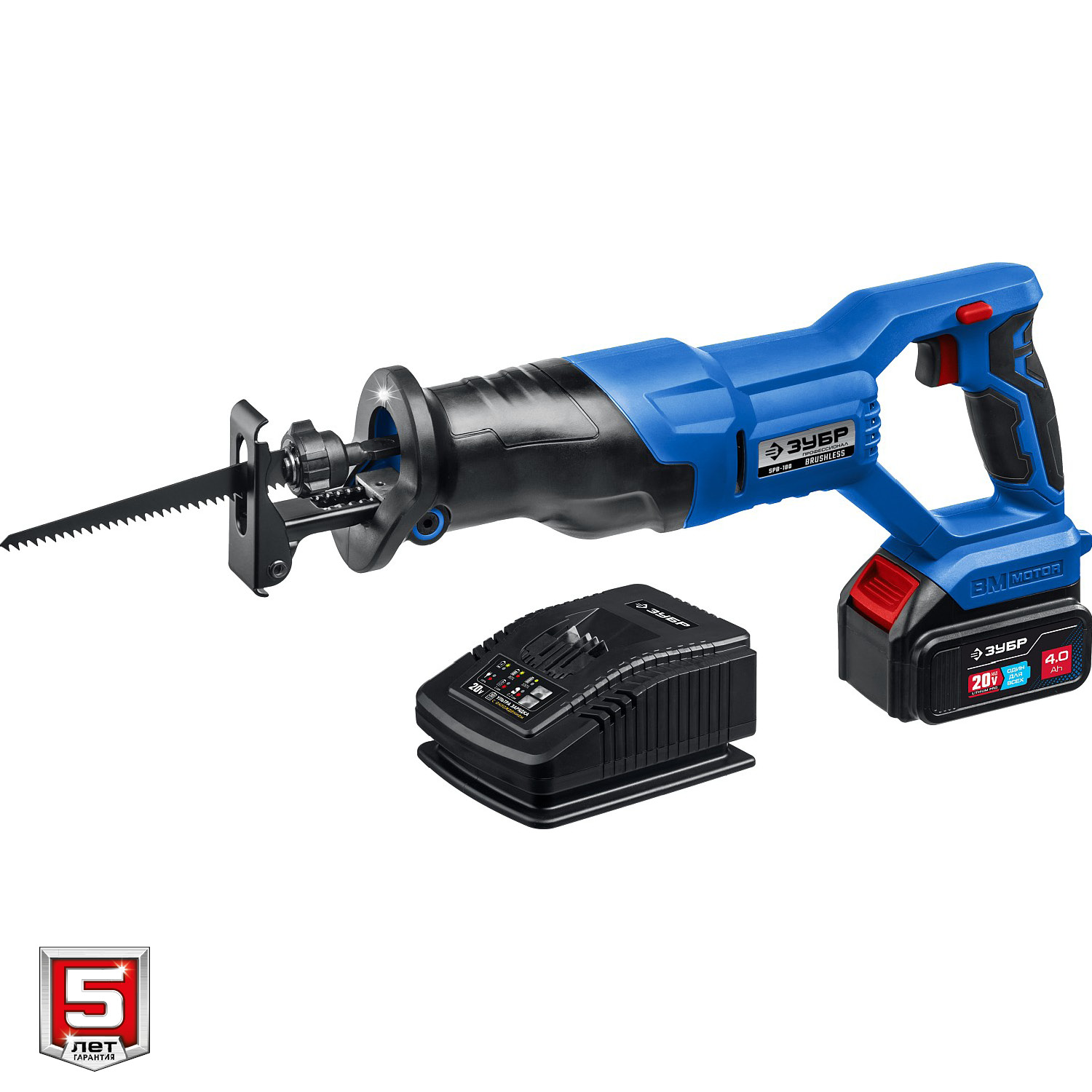 ЗУБР Т7, 20 В, 180 мм, 1 АКБ (4 А·ч), бесщеточная пила сабельная, Профессионал (SPB-180-41) — фото 9