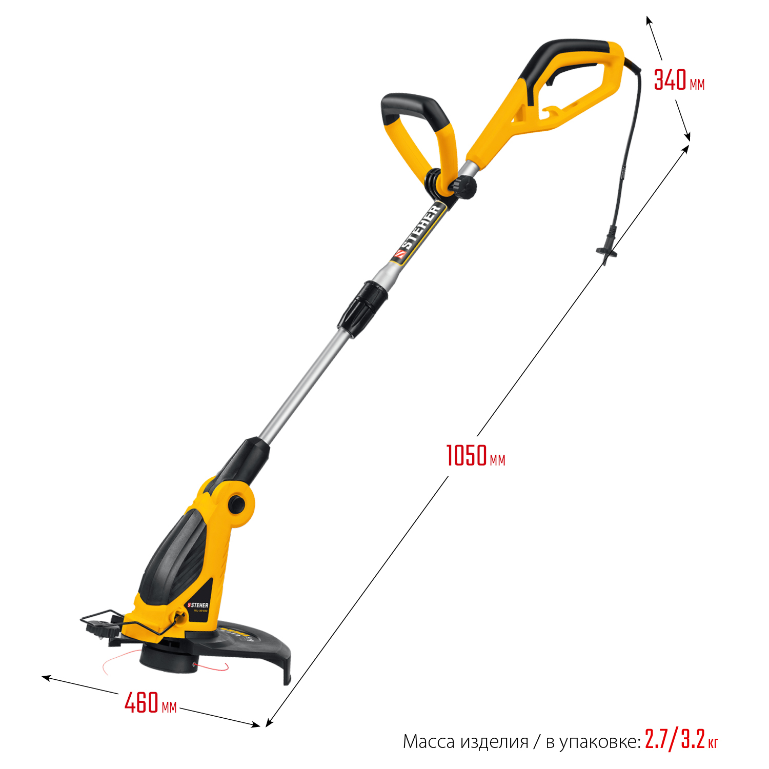 STEHER 600 Вт, ш/с 33 см, сетевой триммер (TEL-33-610) — фото 3