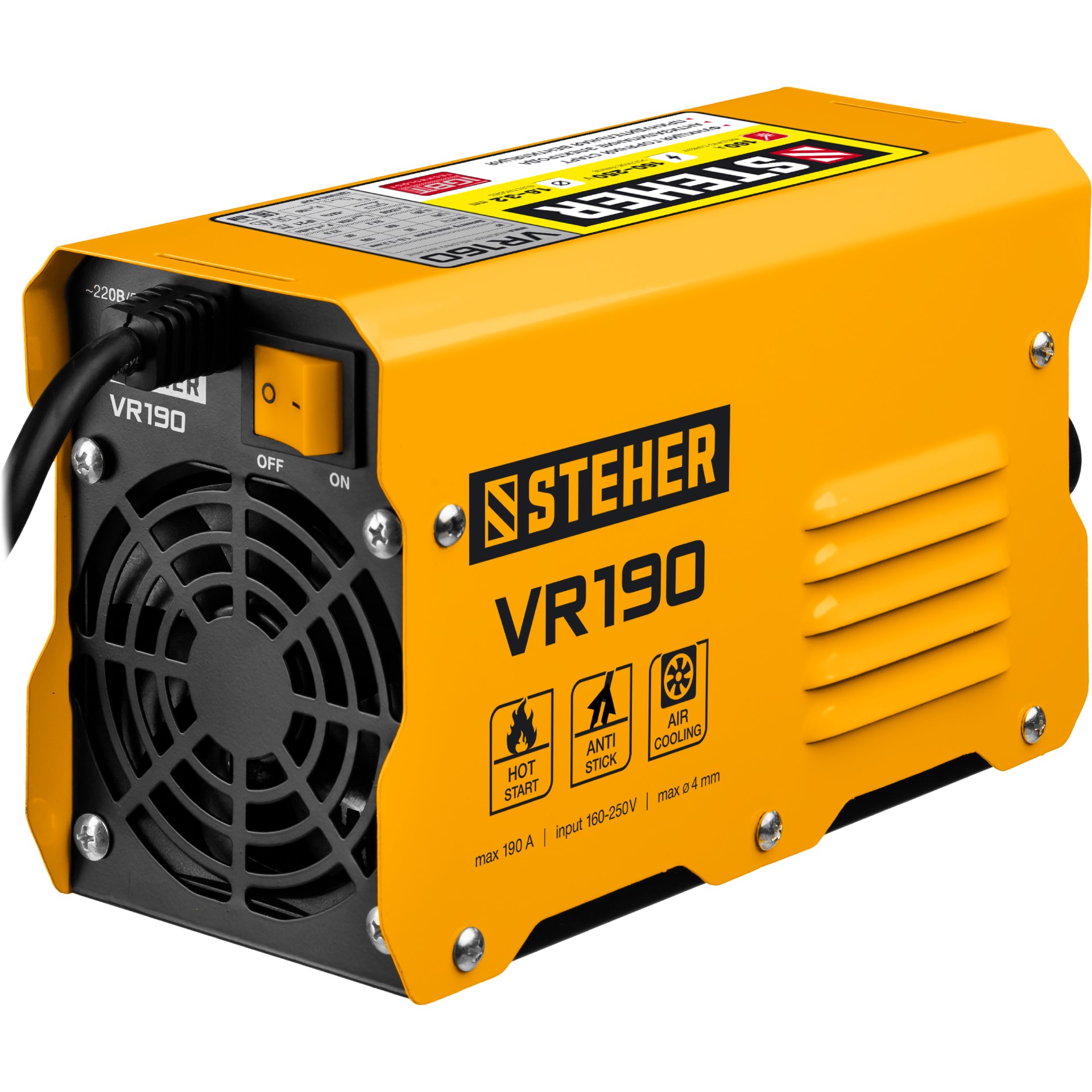 STEHER ММА, 190 А, сварочный аппарат инверторный, макс. электрод Ø 4.0 мм (VR-190) — фото 8