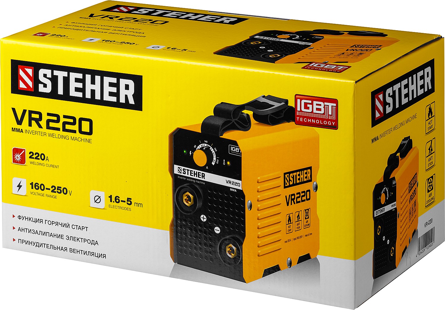 STEHER ММА, 220 А, сварочный аппарат инверторный, макс. электрод Ø 5.0 мм (VR-220) — фото 13
