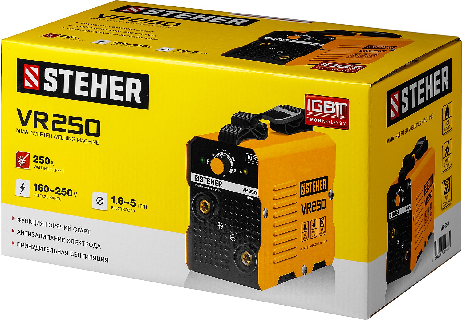 STEHER ММА, 250 А, сварочный аппарат инверторный, макс. электрод Ø 5.0 мм (VR-250) — фото 13