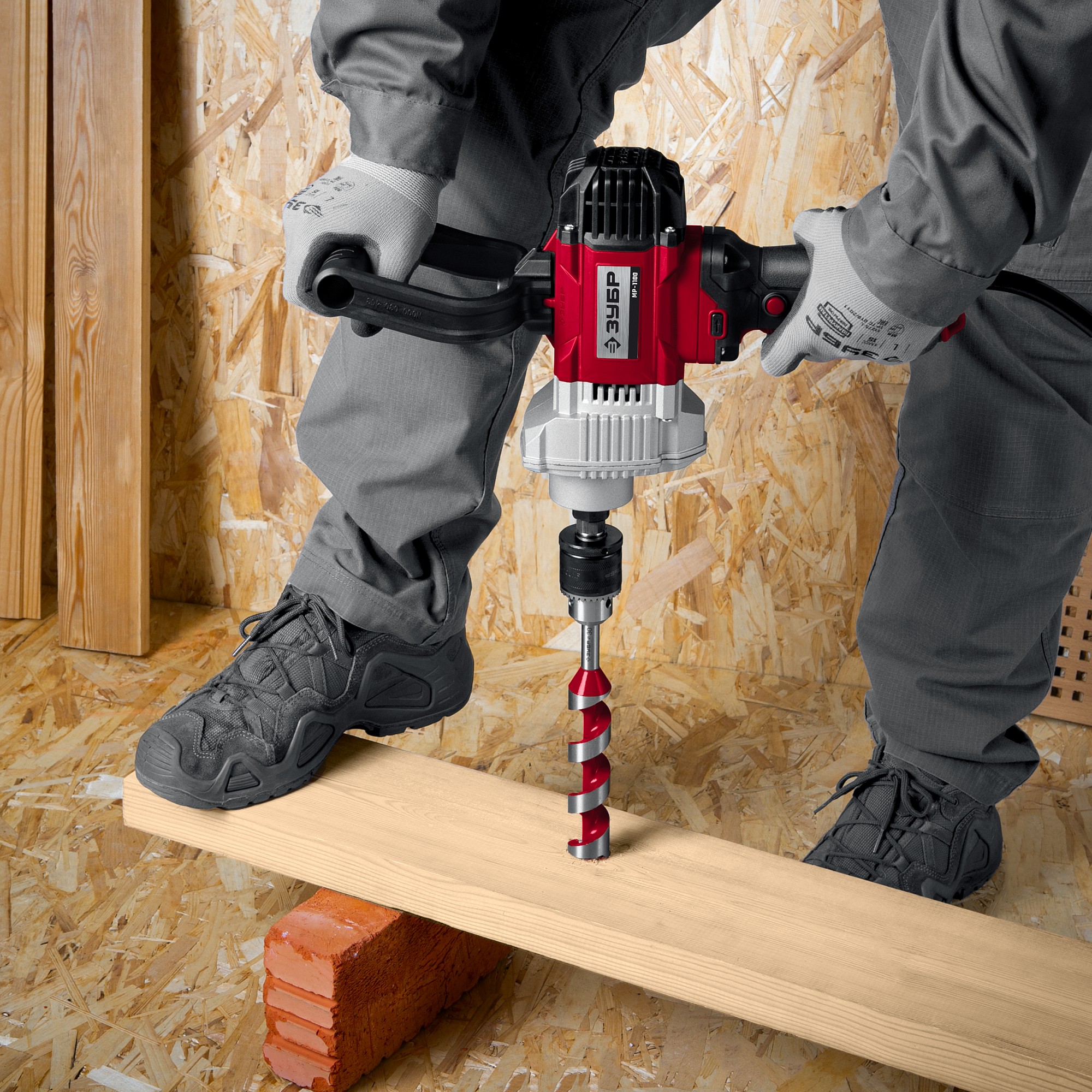 ЗУБР 1100 Вт, М14, строительный миксер (МР-1100) — фото 8