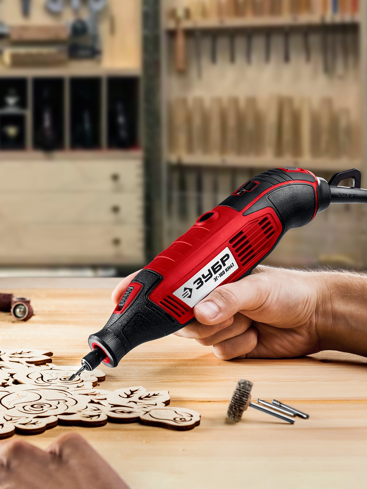 ЗУБР 245 предметов, 160 Вт, набор мини-насадок с гравером (ЗГ-160-H245) — фото 6