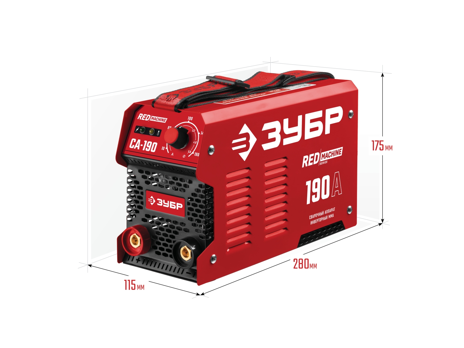 ЗУБР ММА, 190 А, RED MACHINE, сварочный аппарат инверторный, макс. электрод Ø 5.0 мм (СА-190) — фото 3