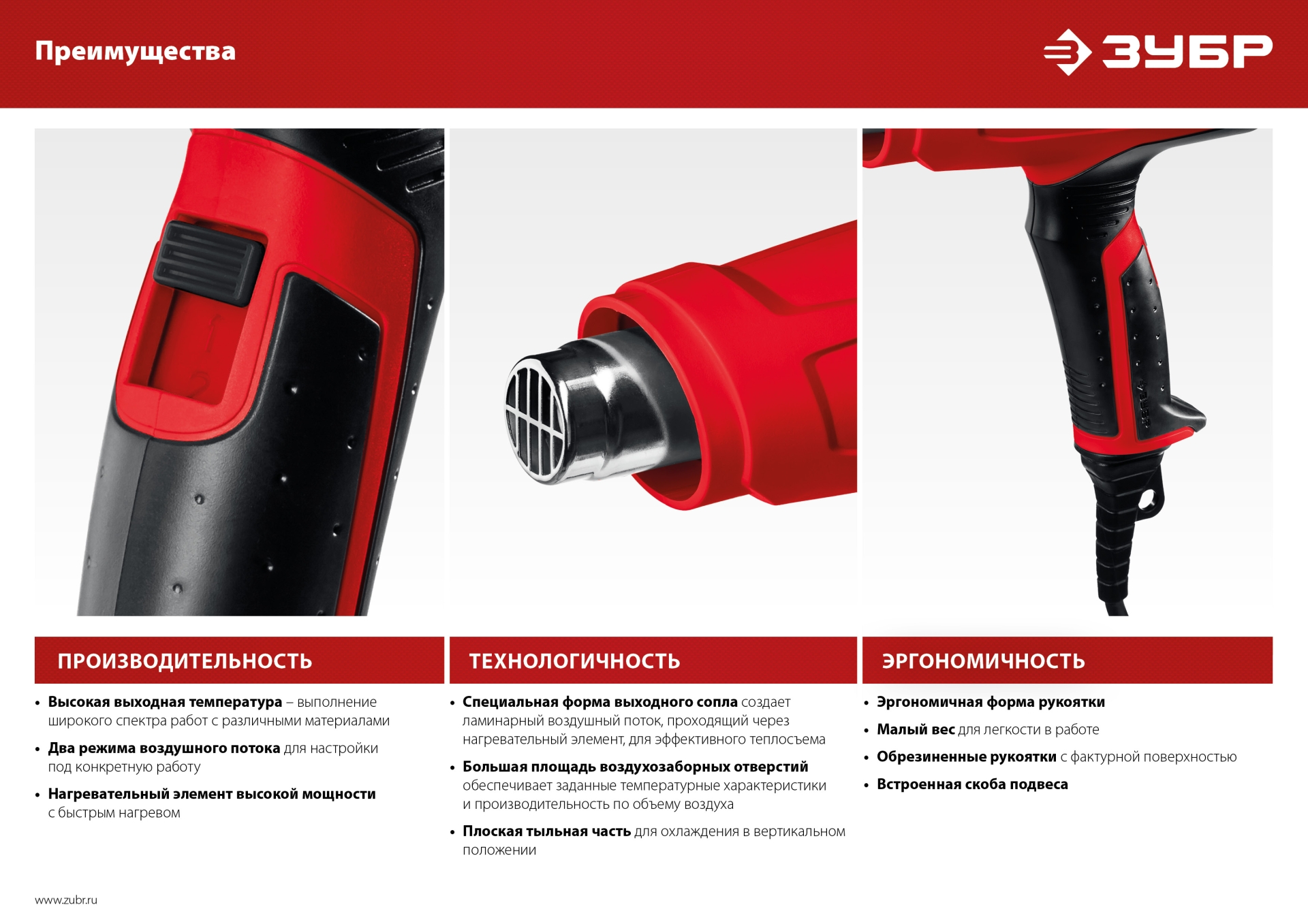 ЗУБР 2000 Вт, технический фен (ФТ-2000) — фото 12